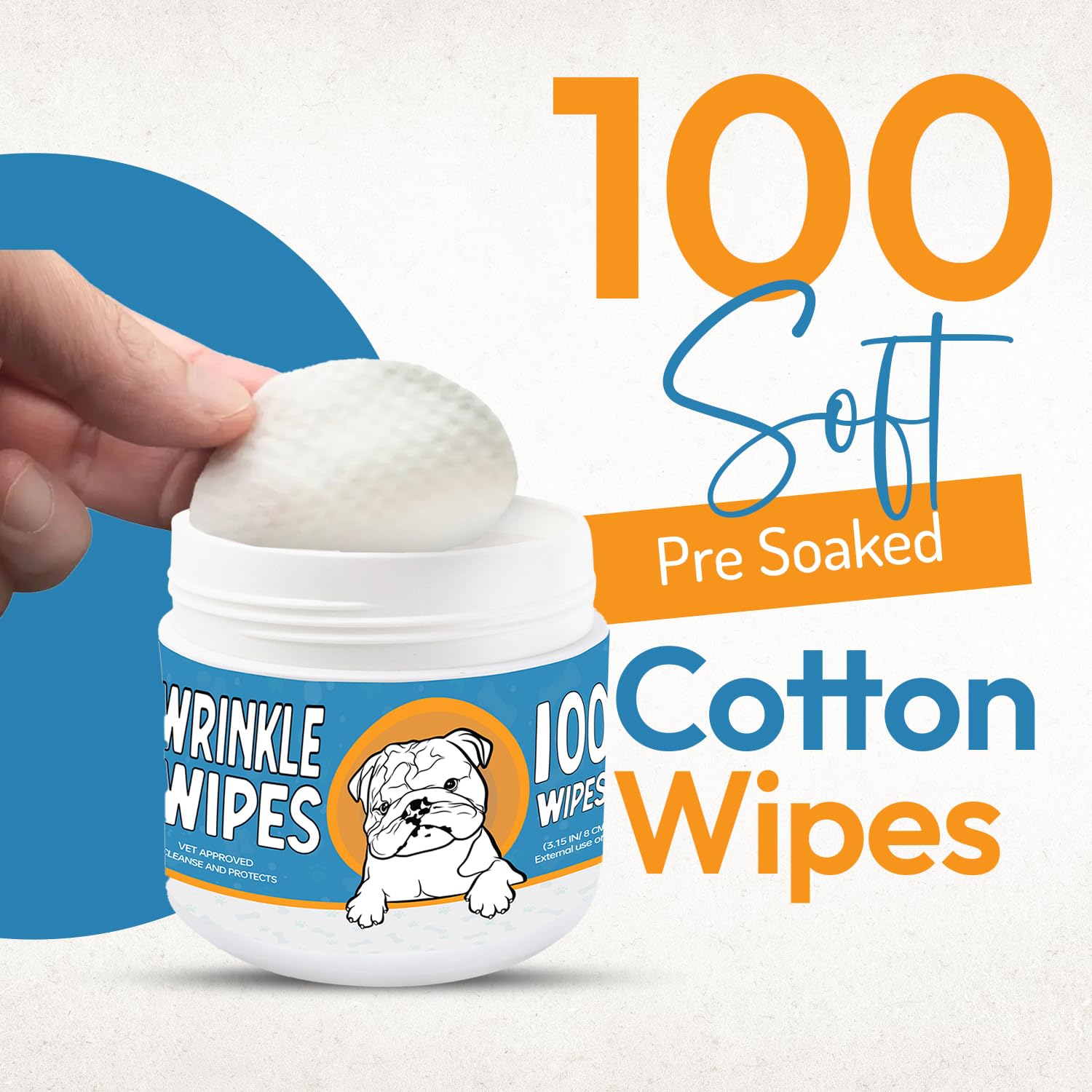 Bulldog Wrinkle Wipes for Dogs - Deodorizing & Soothing with Honeysuckle Extract - Non-Irritating, Cleans Wrinkles, Folds, Paws