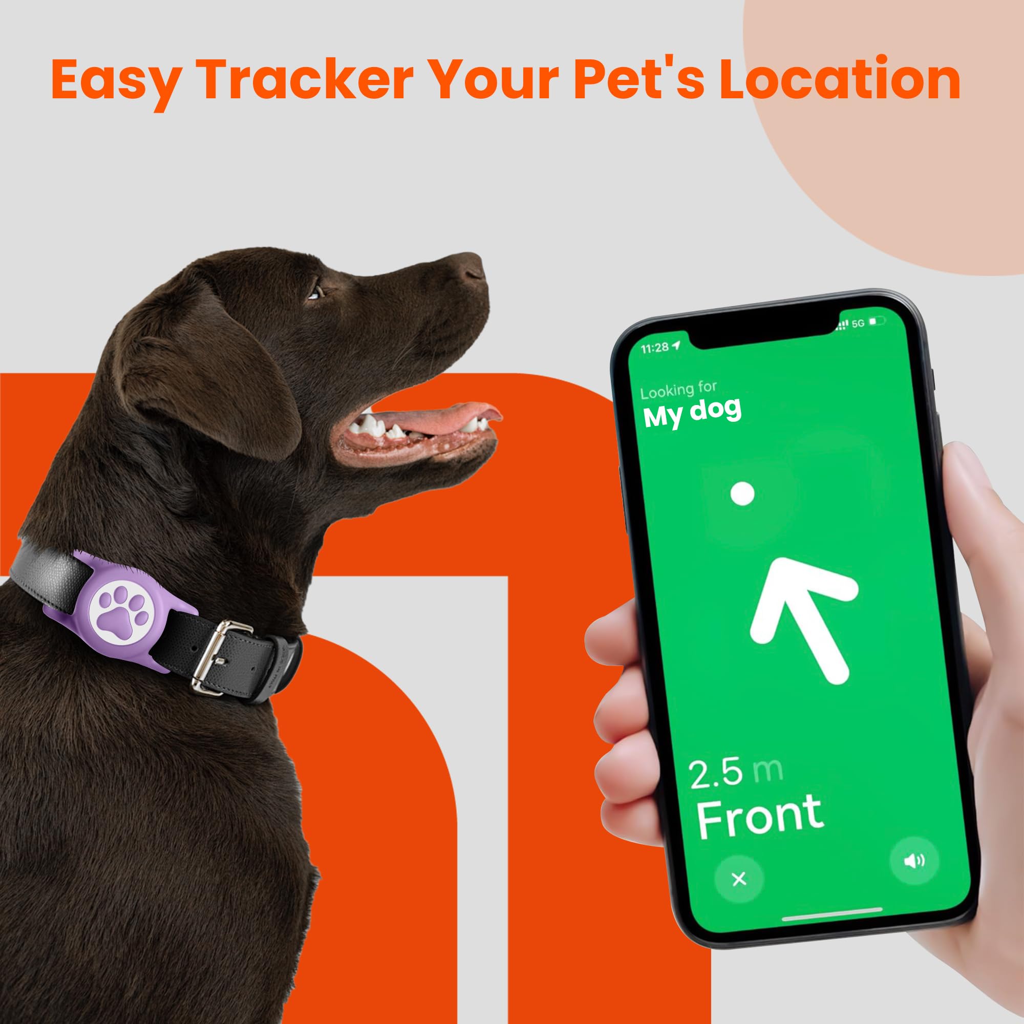 Ilfindyou Waterproof Airtag Dog Collar Holder For Apple Air Tag, Silicone Dog Airtag Holder For Dogs & Cat Collars(Purple)