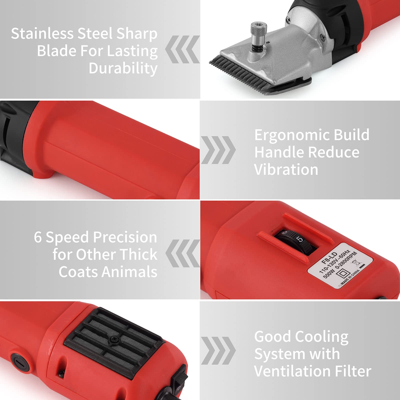 Duckboy Heavy Duty Clippers For Thick Coats Animals, 500W Professional Electric Shearing Machine For Horse Pony Cattle And Large