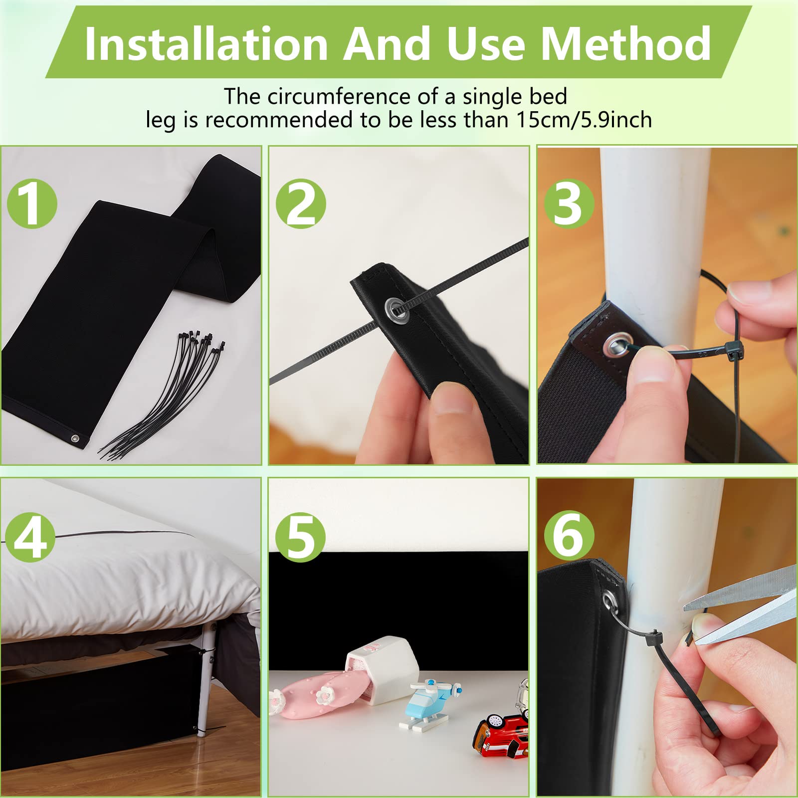 Boao Under Bed Blocker For Pets 126 X 6 Inch Toy Blocker For Under Couch With 10 Black Nylon Zip Ties Under Furniture Blocker Under Couch Bumper Under Couch Guard For Dog Cat Pet Home Accessories