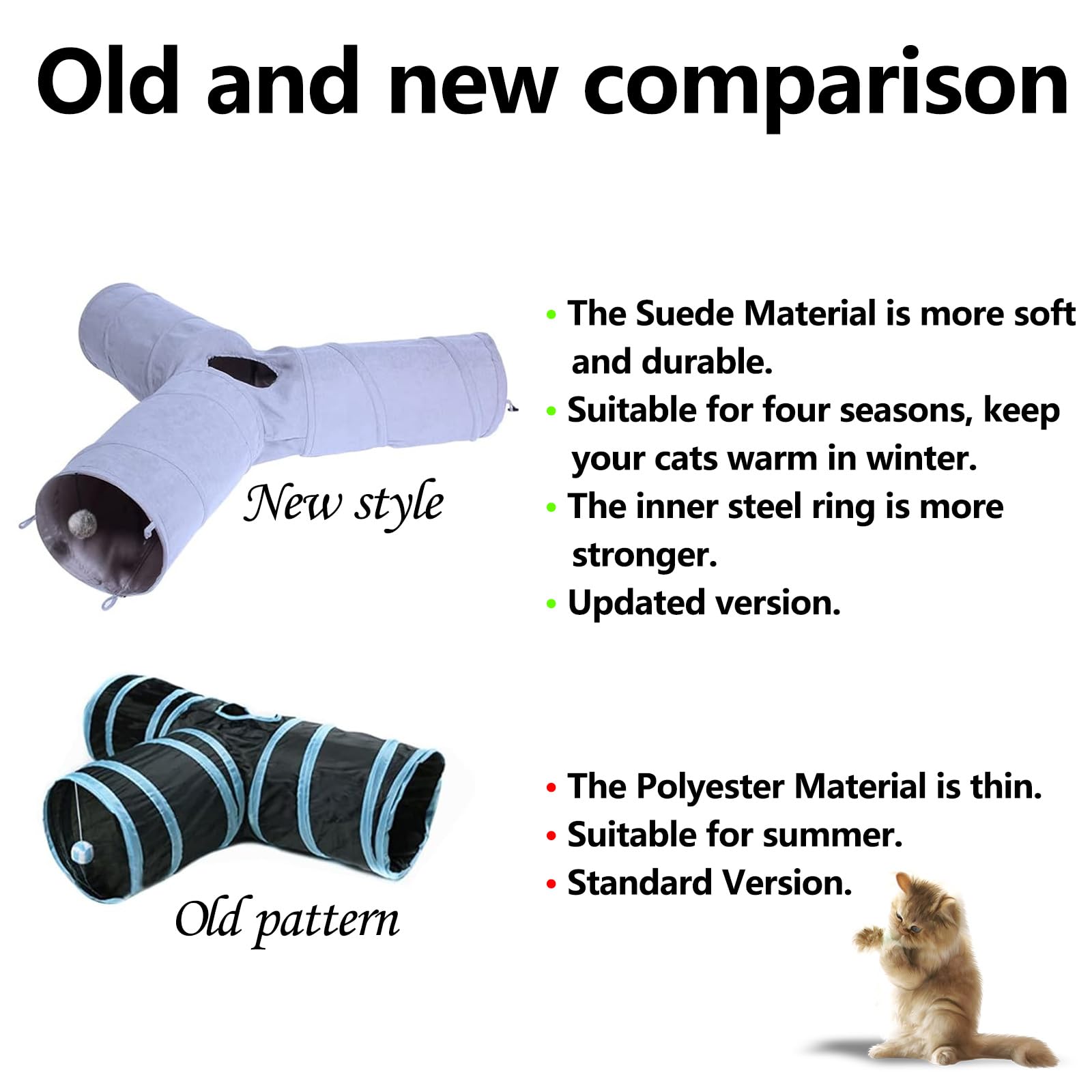 Tilanmiy Cat Tunnel, 3 Way Collapsible Cat Play Tube Toys With Plush Ball, Indoor Cat Play Tunnel For Cat, Puppy, Kitty, Kitten,