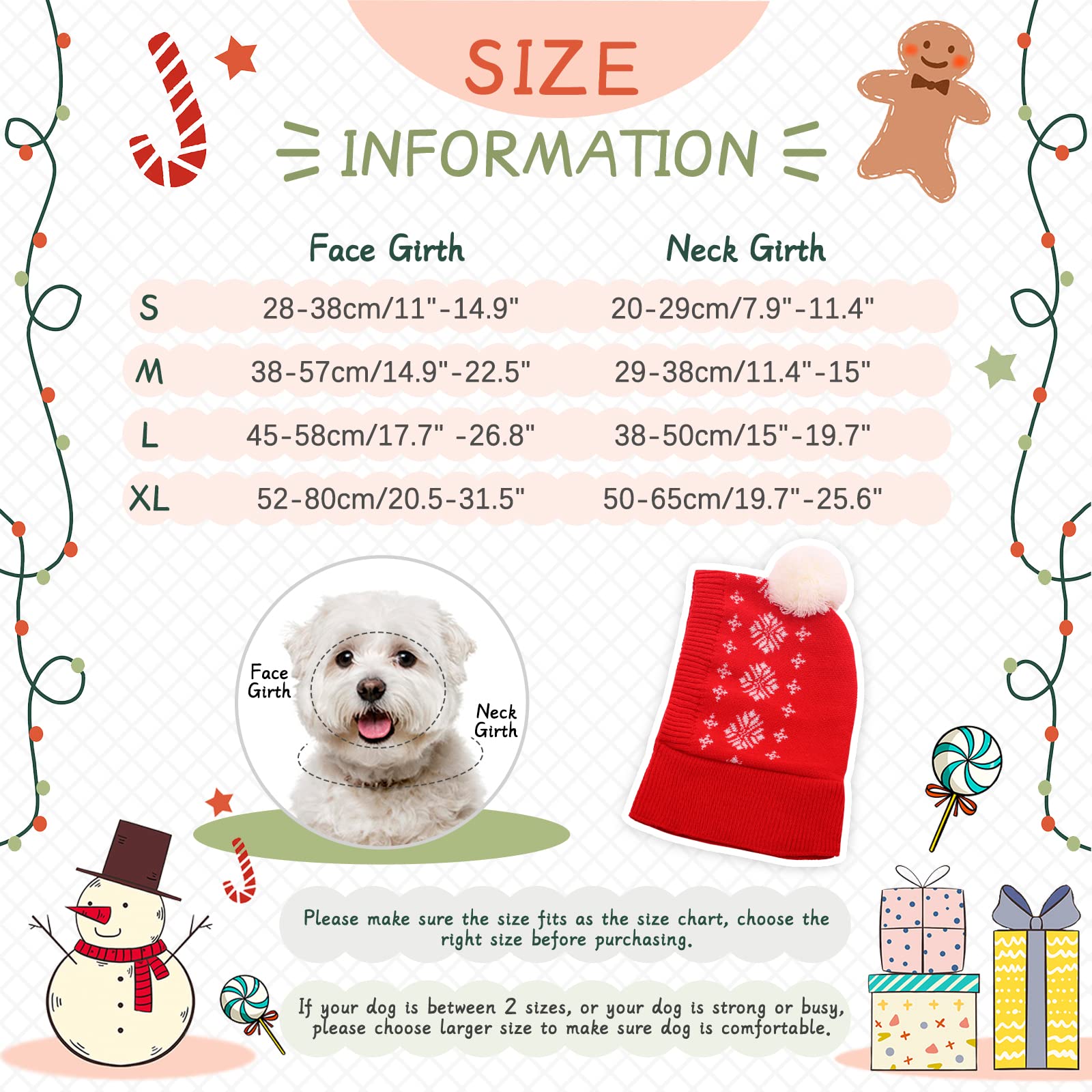 Kuoser Dog Winter Hat, Dog Knitted Hat Pet Christmas Winter Warm Caps Cute Accessories Neck Ear Warmer Hood Warm Scarf Party Dec