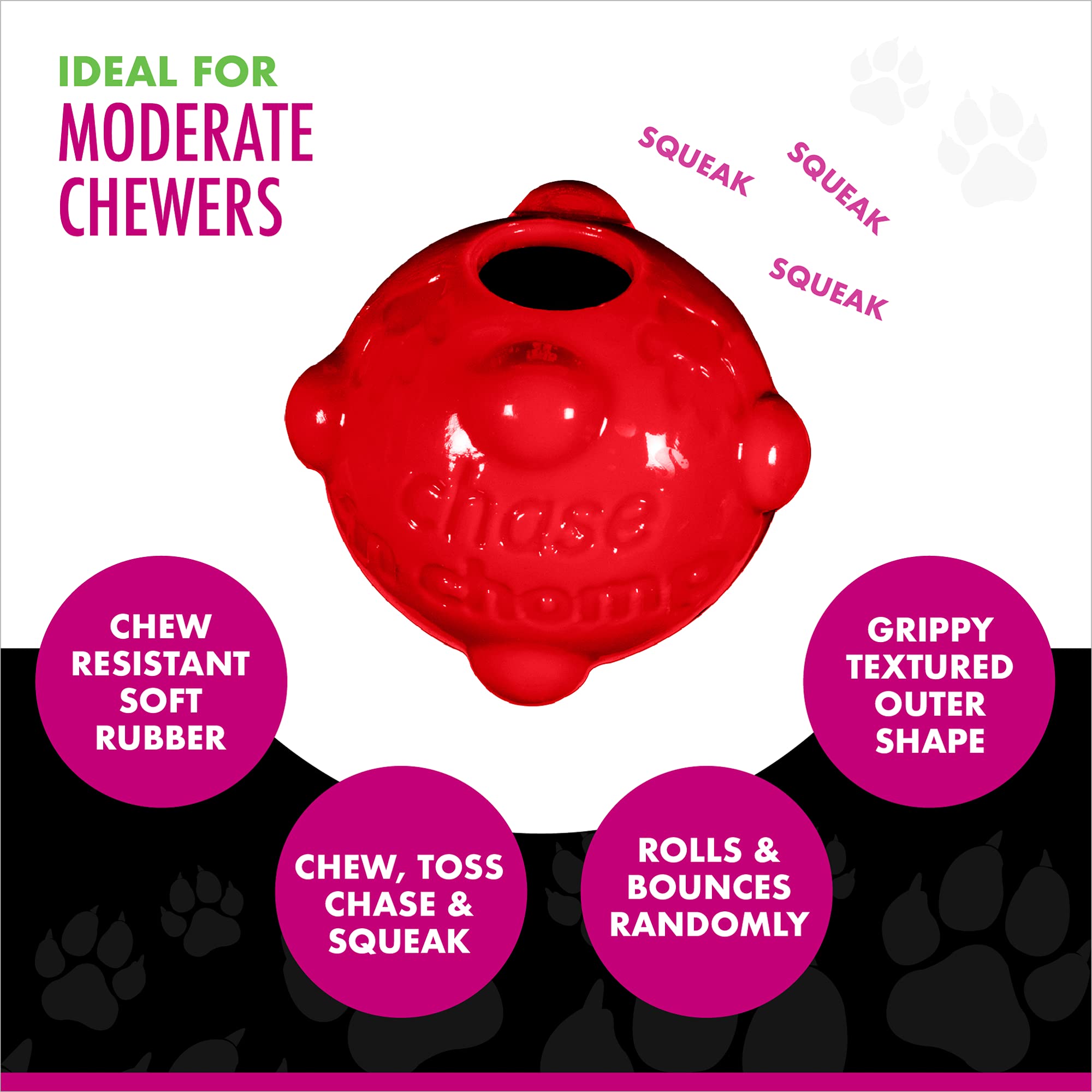 Chase 'N Chomp Dog Amazing Squeaker Ball Toy For Pets, Molecule, 2.5 Inch Small Breeds