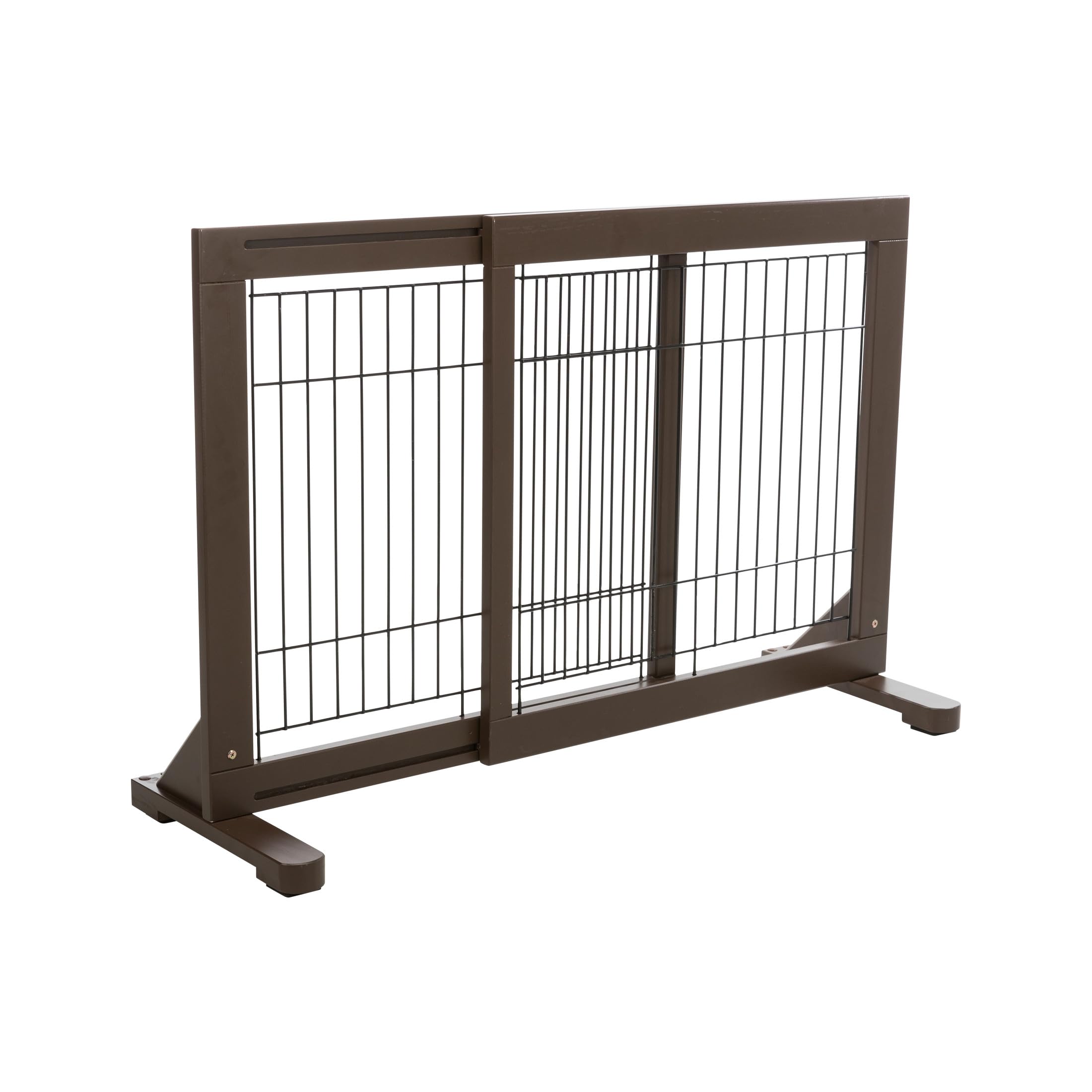 Trixie Freestanding Pet Gate, Wood And Wire, Lightweight, Adjustable Width, 24 In Height, Espresso Brown