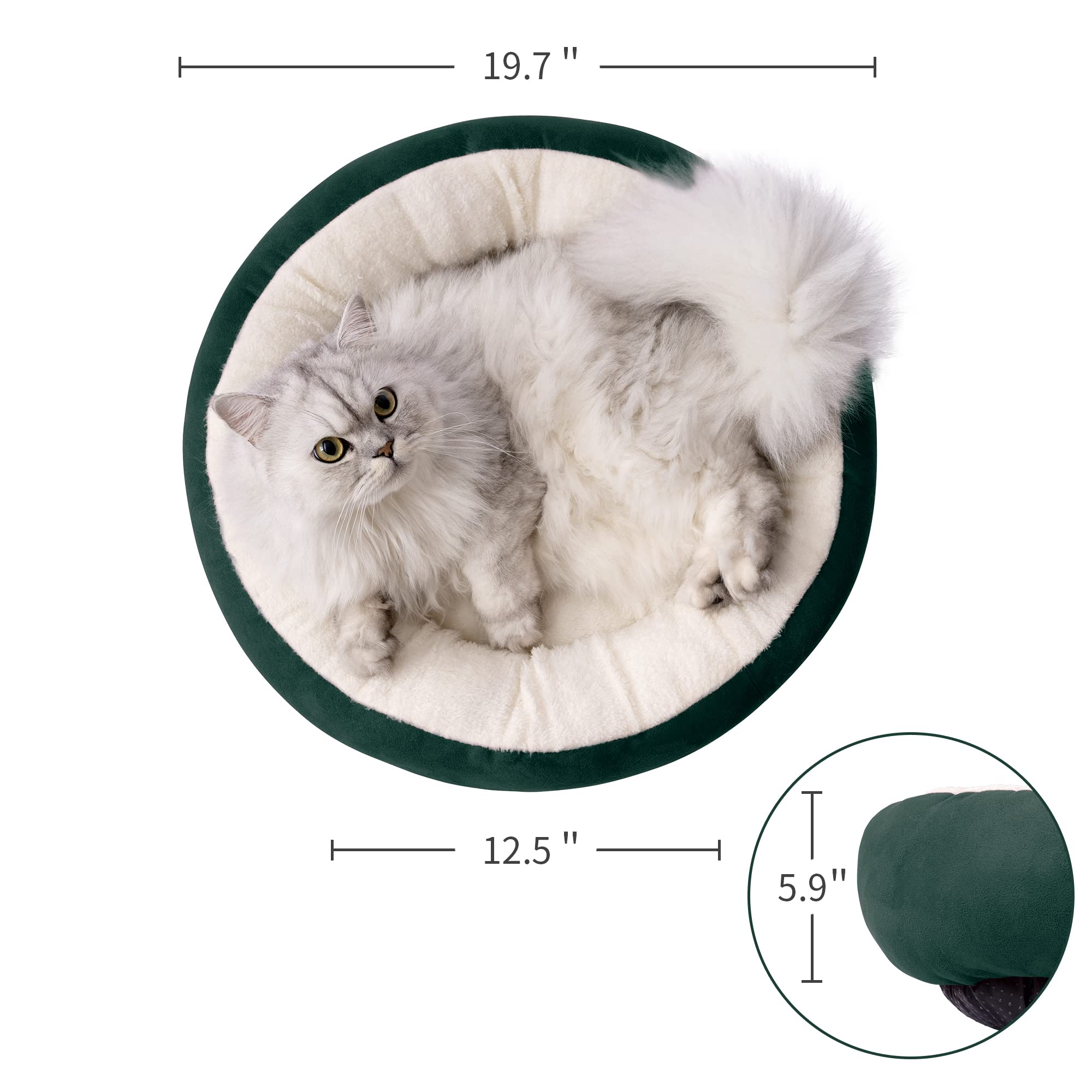 Love'S Cabin Round Donut Cat And Dog Cushion Bed, 20In Pet Bed For Cats Or Small Dogs, Anti-Slip & Water-Resistant Bottom, Super Soft Durable Fabric Pet Beds, Washable Luxury Cat & Dog Bed Green