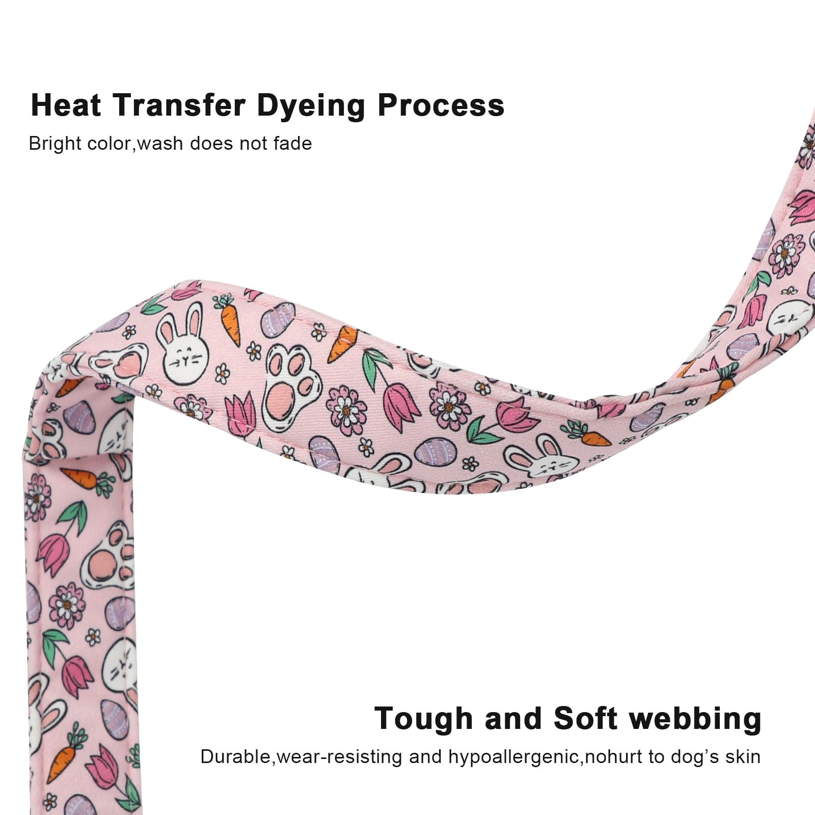 Lionet Paws Easter Dog Collar- Cute Rabbit Purple Eggs Pink Dog Collars With Plastic Buckle, Light Adjustable Dog Collars With E