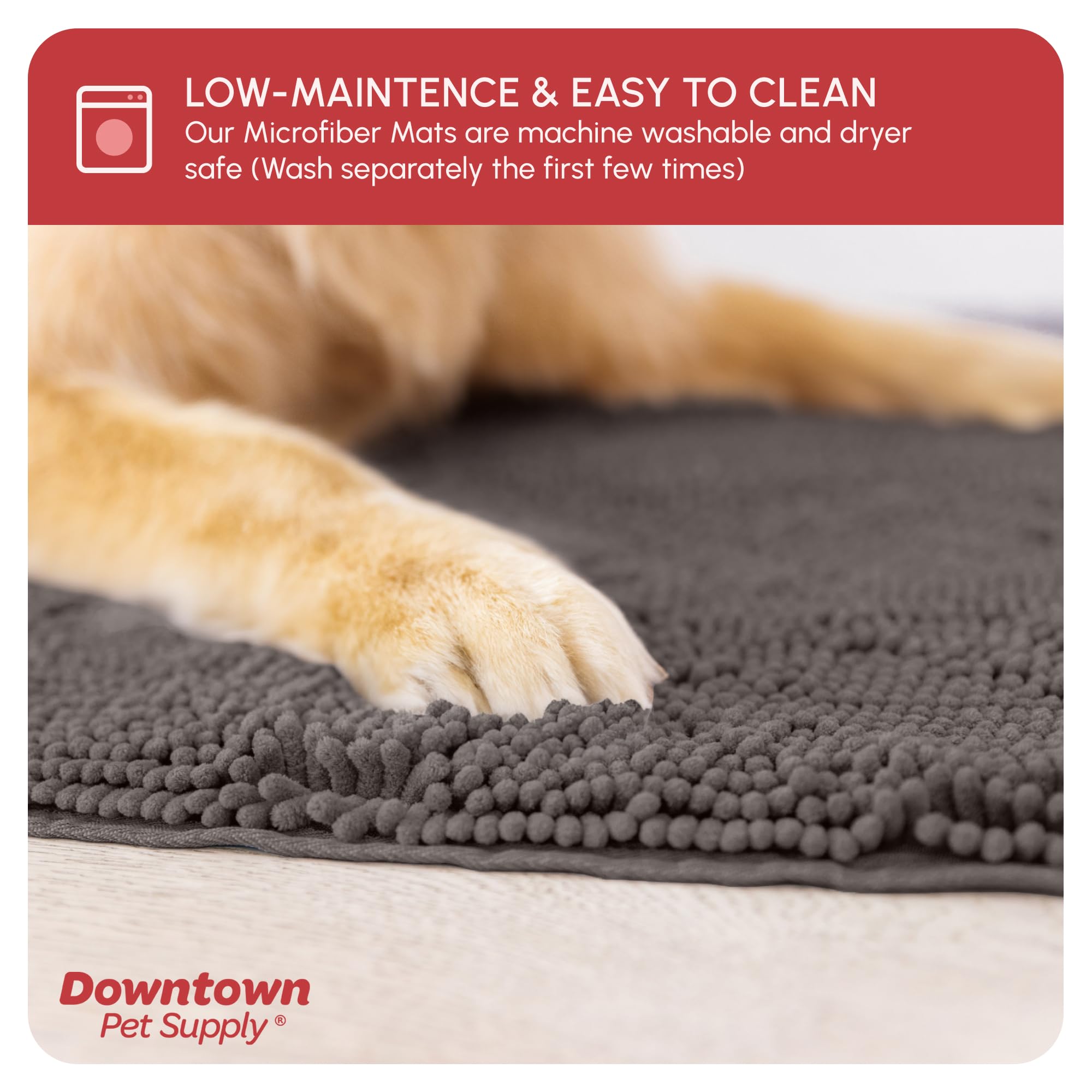 My Doggy Place Microfiber Dog Mat for Muddy Paws, 8 x 2 Ash - Non-Slip, Absorbent and Quick-Drying Dog Paw Cleaning Mat, Washe