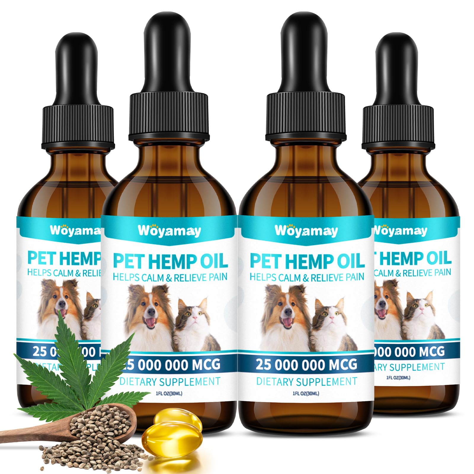 Woyamay Camling Oil for Dogs and Cats - Camling Oil Drops Rich in Omega 3, 6, 9 and Organic Extract Helps Pets with ?nxi?ty & St