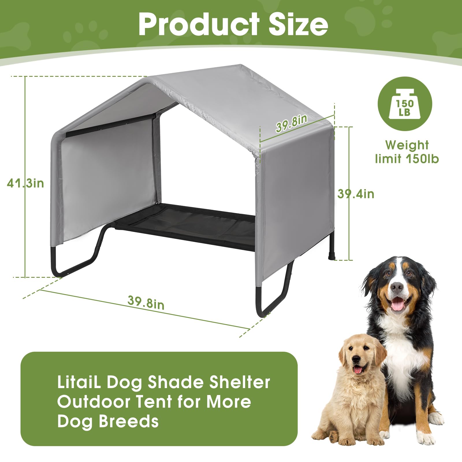 Litail Dog Shade Shelter Outdoor Tent For Small Medium Large Dogs, Waterproof Sun Protection Dog Tent With Bed, Outside Sun Rain