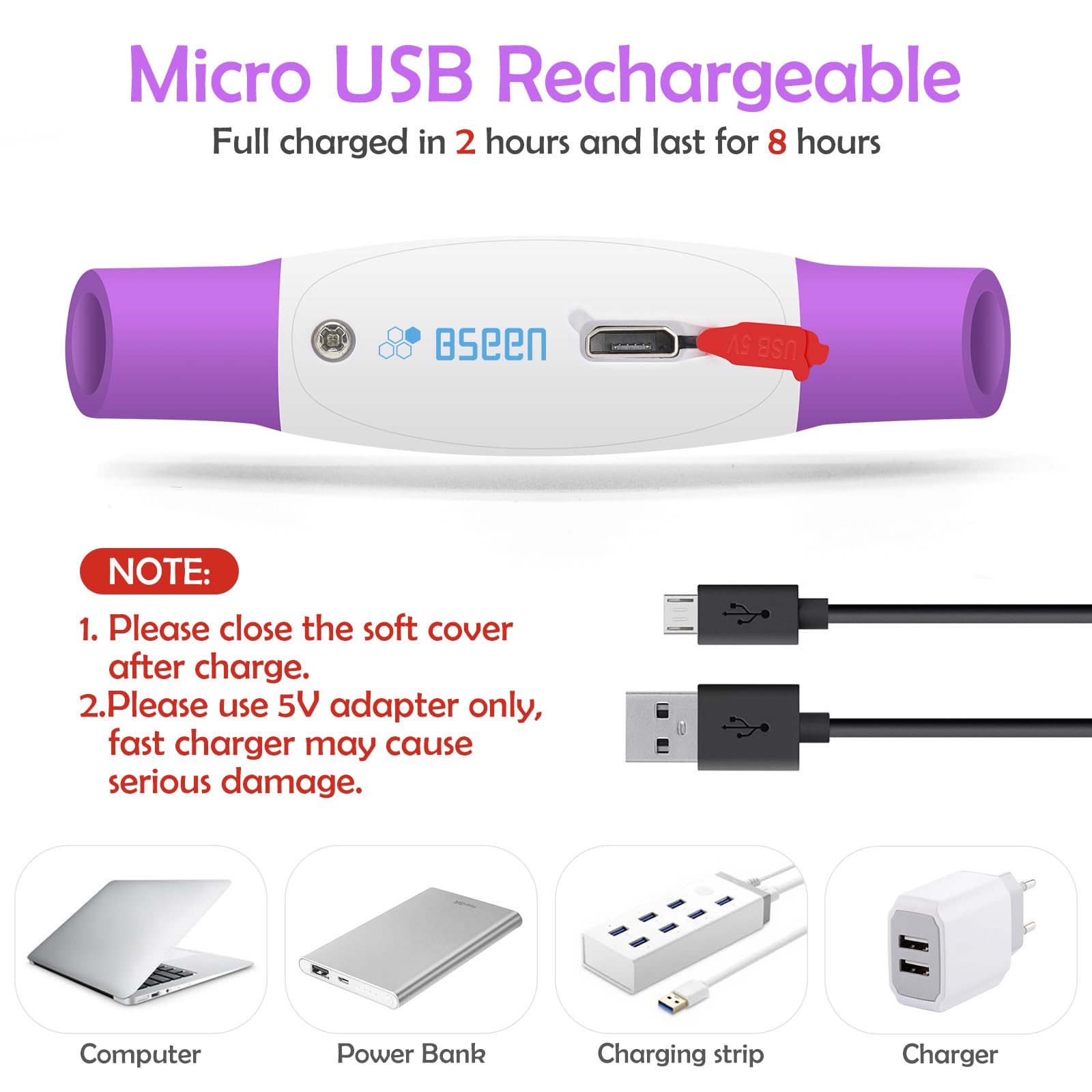 Light Up Dog Collar, Bseen Usb Rechargeable Flash Dog Necklace Light, Pet Safety Collar Makes Your Beloved Dogs Be Seen At Night