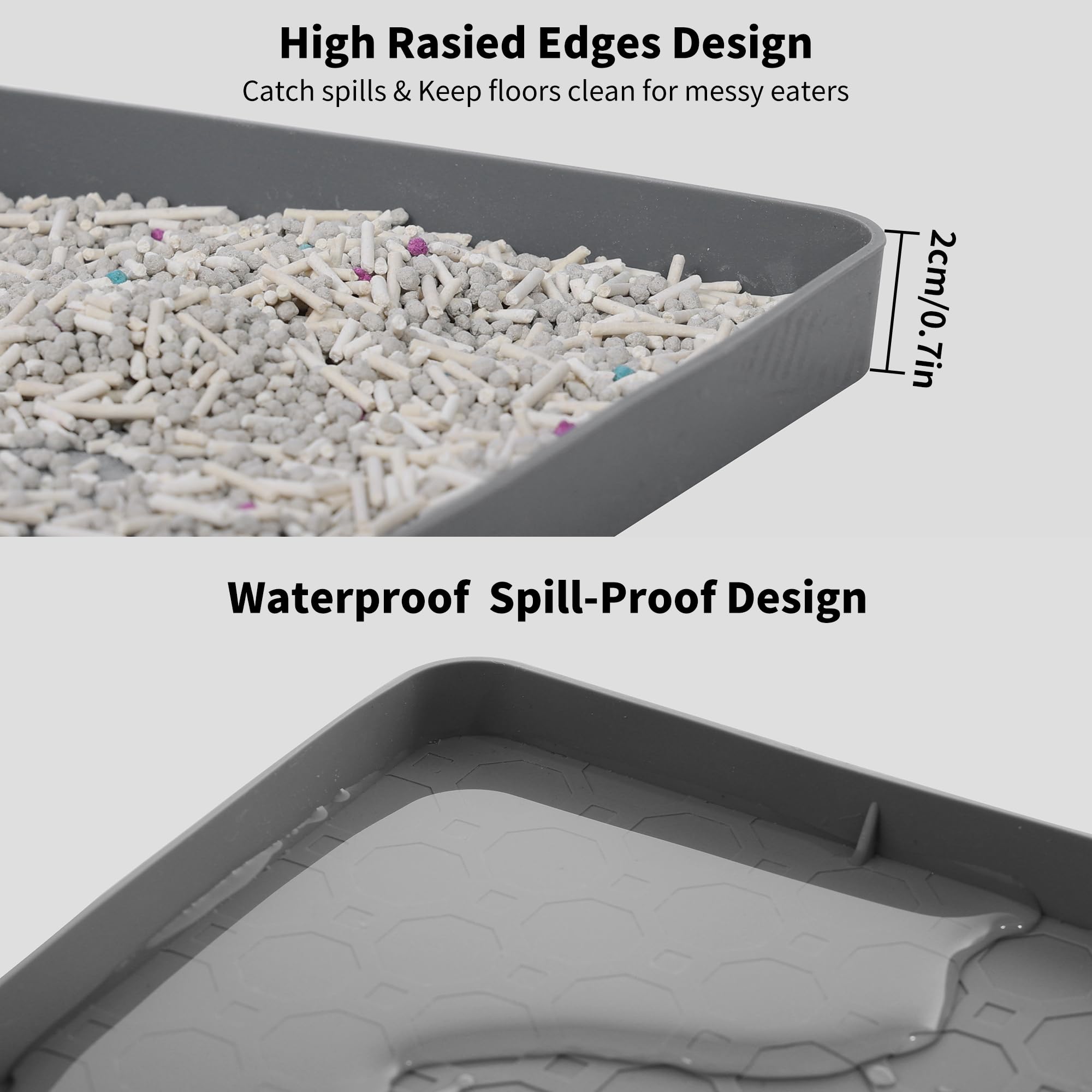 Petvolve Cat Litter Mat, Litter Box Mat- 34''X22'' Cat Mat For Litter Box, Non-Slip Cats Scratch Pad,Less-Mess Waterproof & Fold