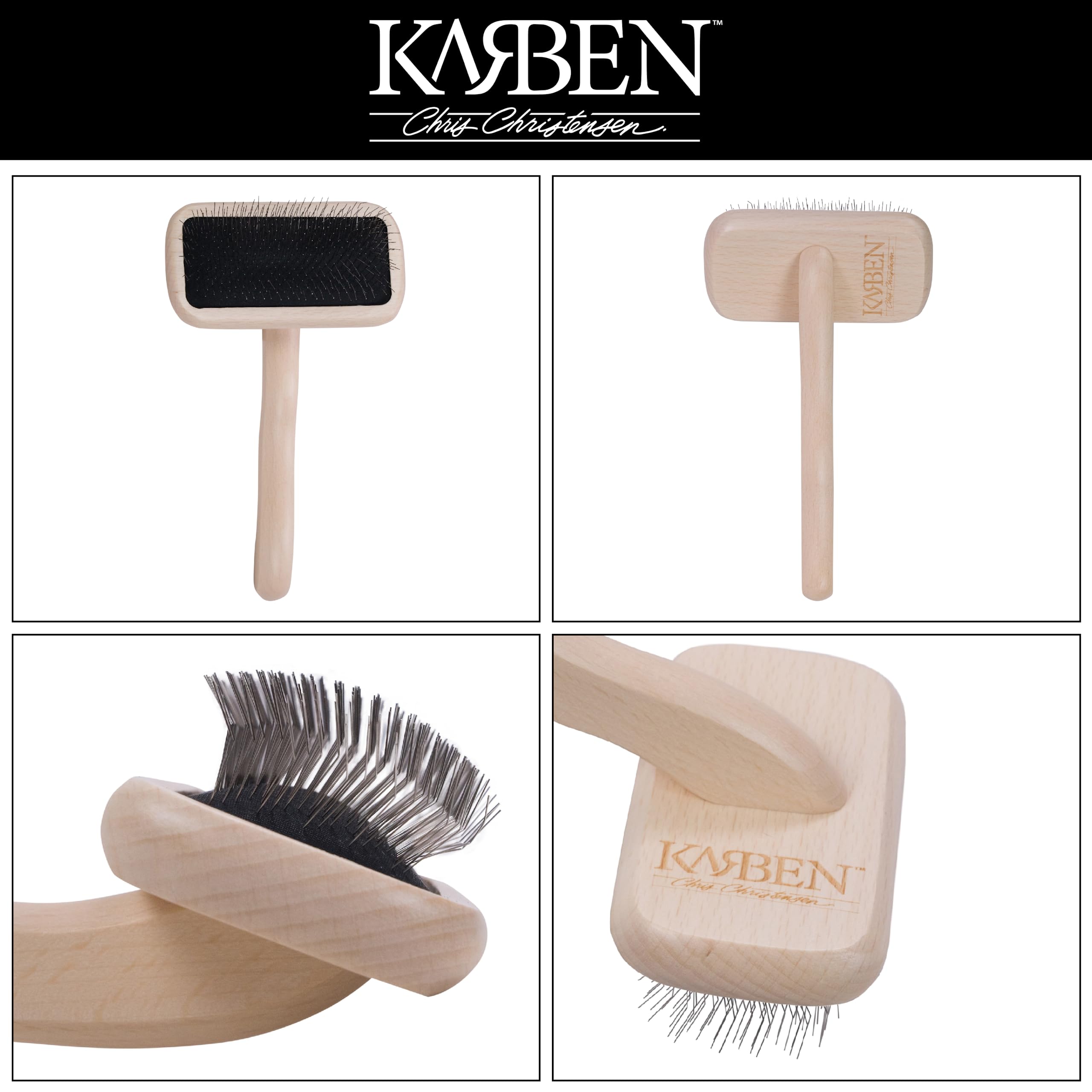 Chris Christensen Karben Ii Slicker Brush For Dogs, Groom Like A Professional, Ideal For All Coat Types, Remove Shedding Coat, Tangles And Dead Undercoat, 17 Mm Stainless Steel Pins, Small