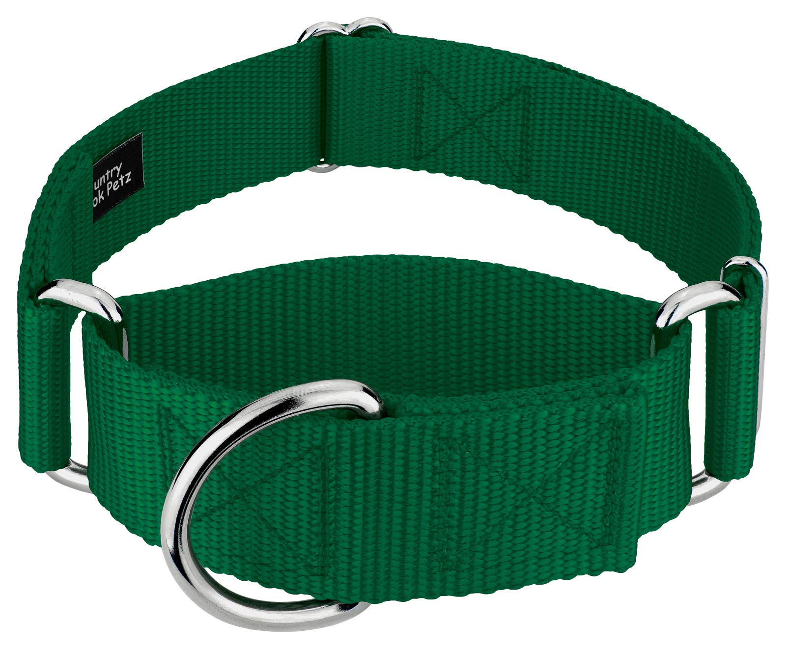 Country Brook Petz 1 1/2 Inch Martingale Heavy Duty Nylon Adjustable Dog Collar for Small, Medium, Large Breeds - Vibrant 17 Col