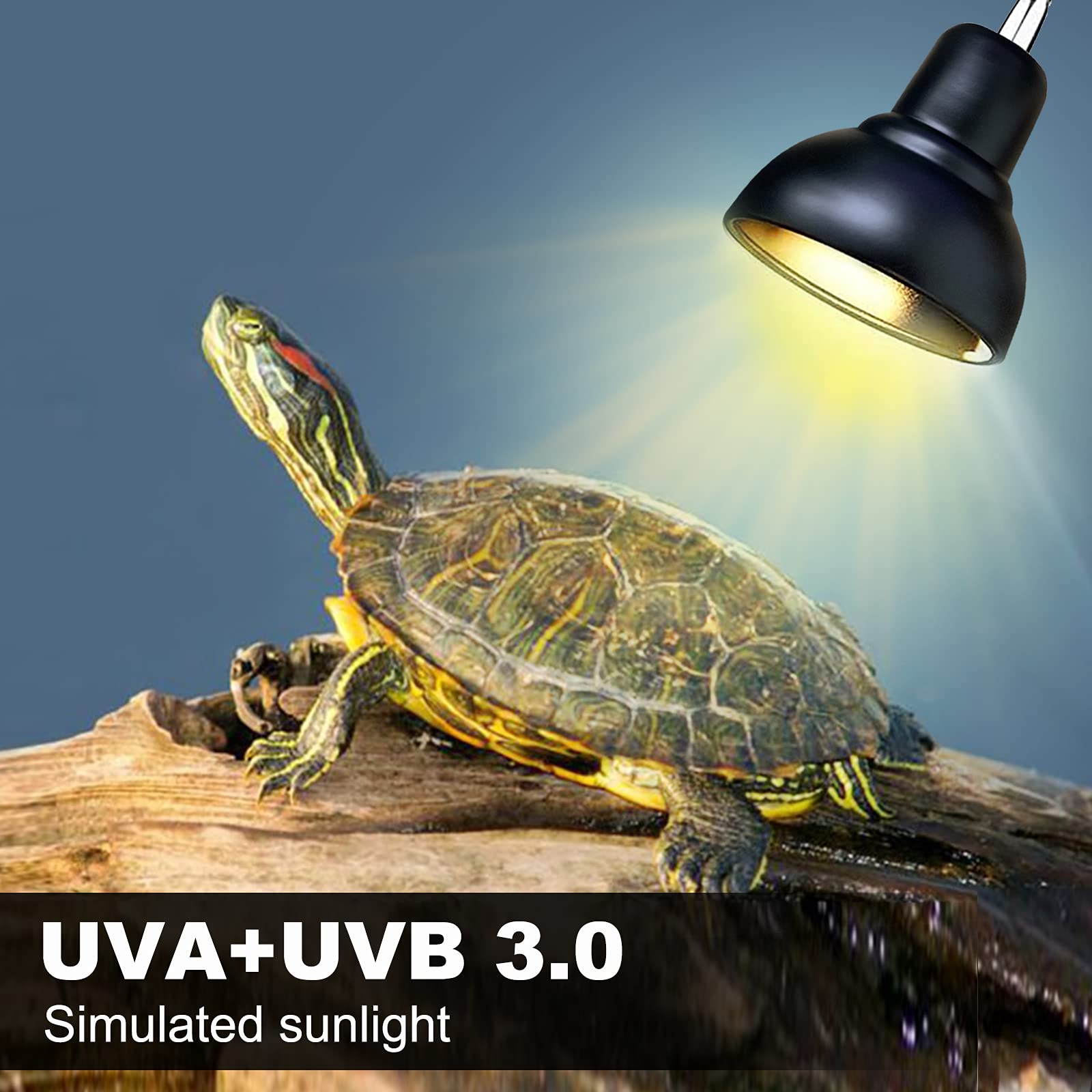 Pewingo Reptile Heat Lamp, Lamp For Aquarium Turtle Tank With 25W+50W Basking Spot Light Bulbs And 360?Swivel Clamp For Turtle, Snake, Lizard, Cockatoo, Chameleon Etc