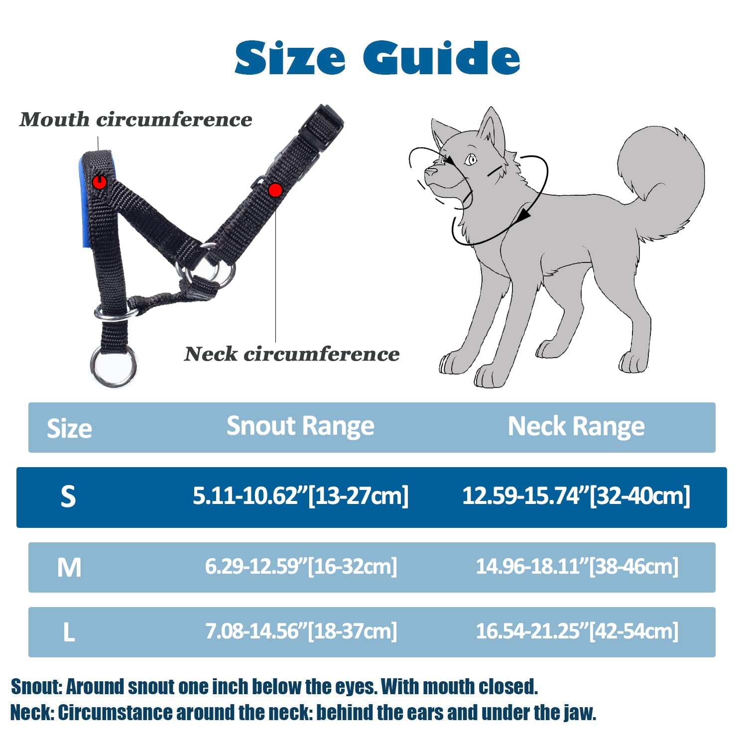 wintchuk Dog Head Collar with Soft Fabric, Dog Head Harness for Dog to Stop Pulling with Adjustable Loop(S,Blue)