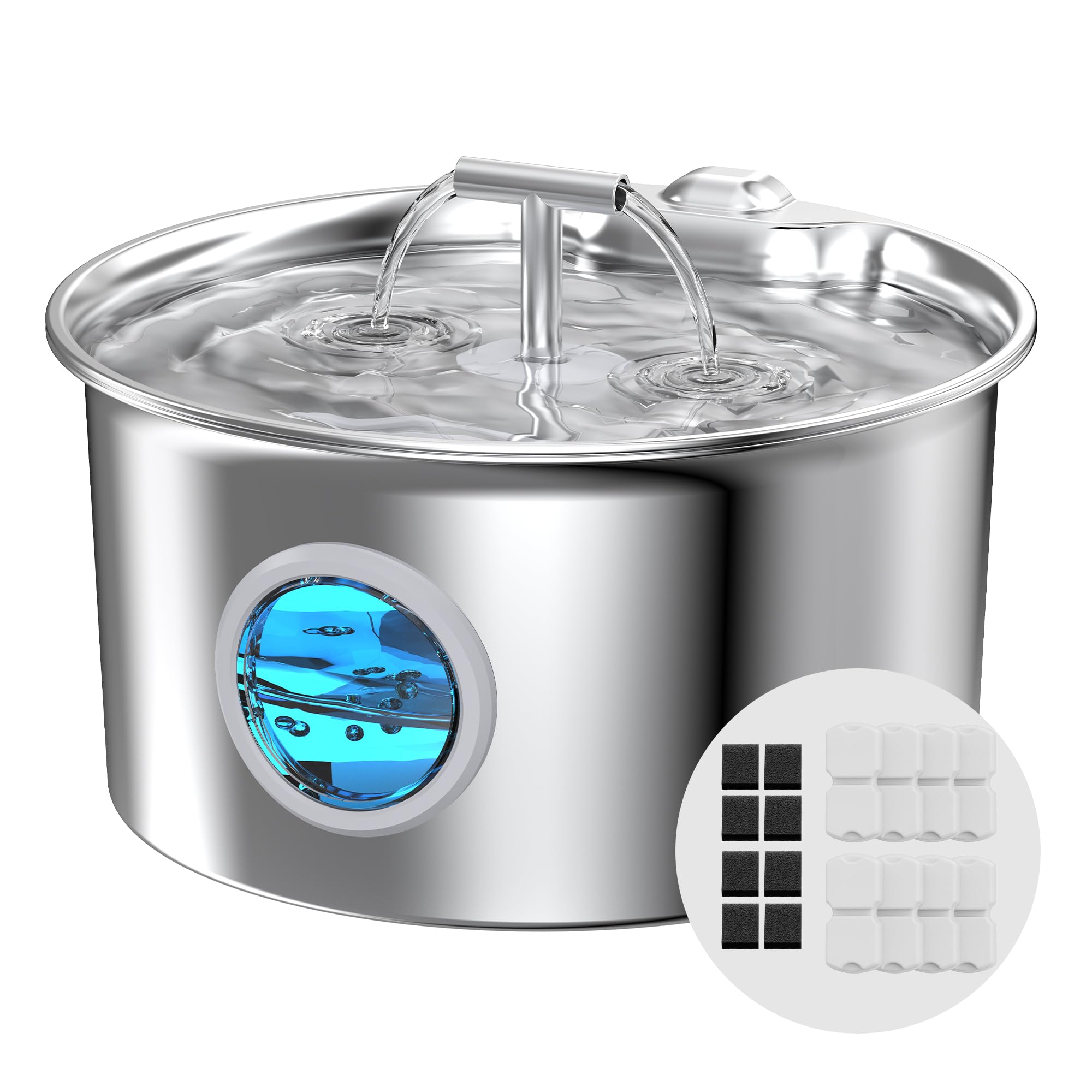 Cat Water Fountain Stainless Steel: Water Dispenser for Cats Indoor - Pet Dispenser Supplies Accessories - 16 Pack Cat Water Fou