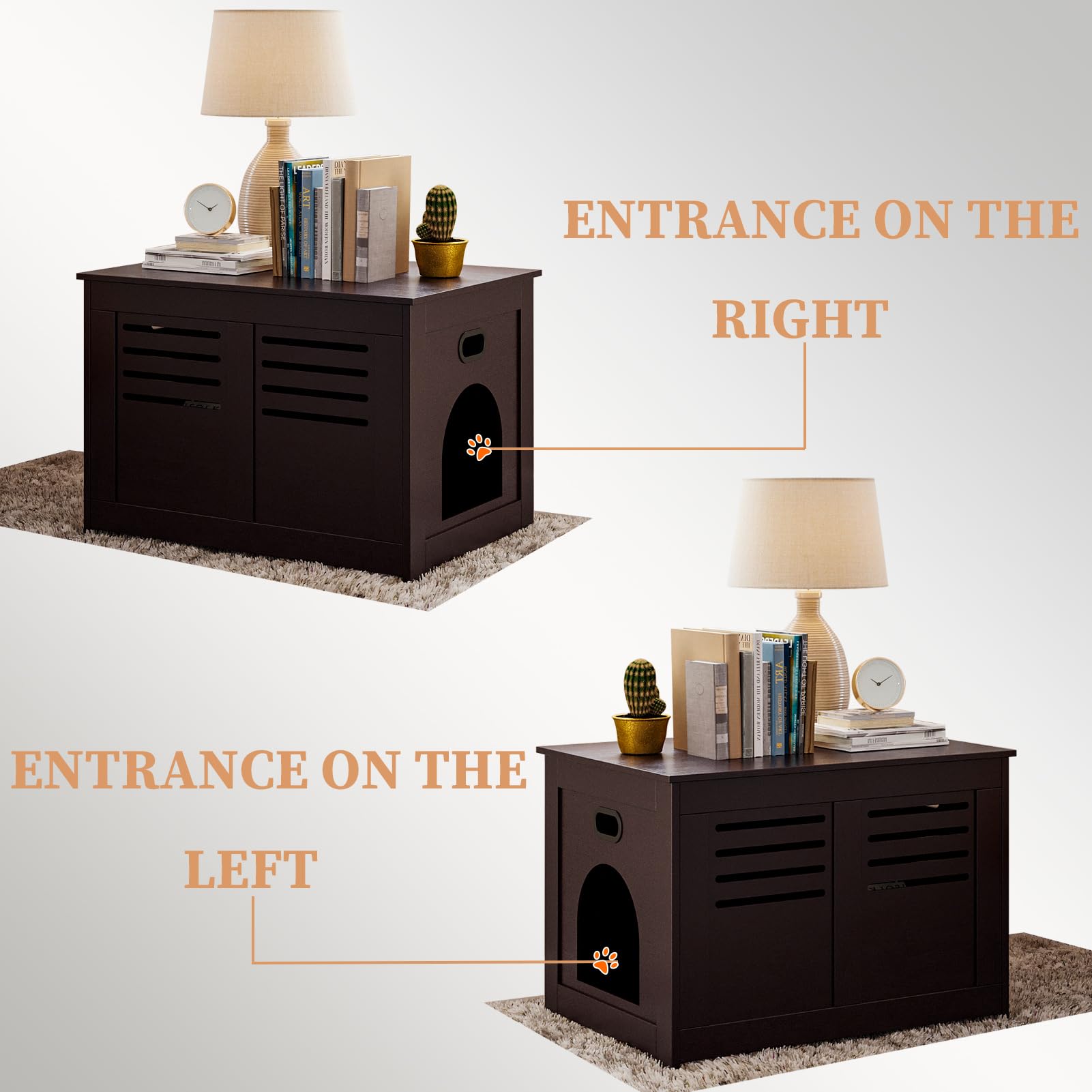 Dinzi Lvj Litter Box Enclosure, Flip Top Litter Box Furniture, Hidden Cat Washroom, Wooden Cat House, End Table, 31.5' L X 19.7