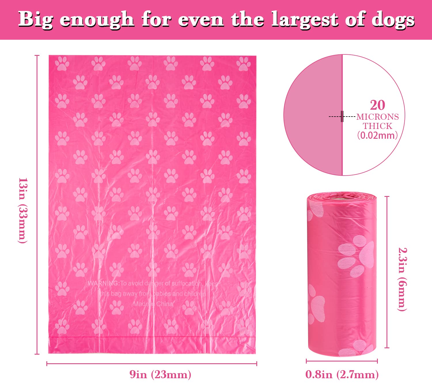 Wdfaack Biodegradable Dog Poo Bags With Holder-240 Large Poop Bags, Corn Starch Blended Compostable Bag, Extra Thick Strong Leak