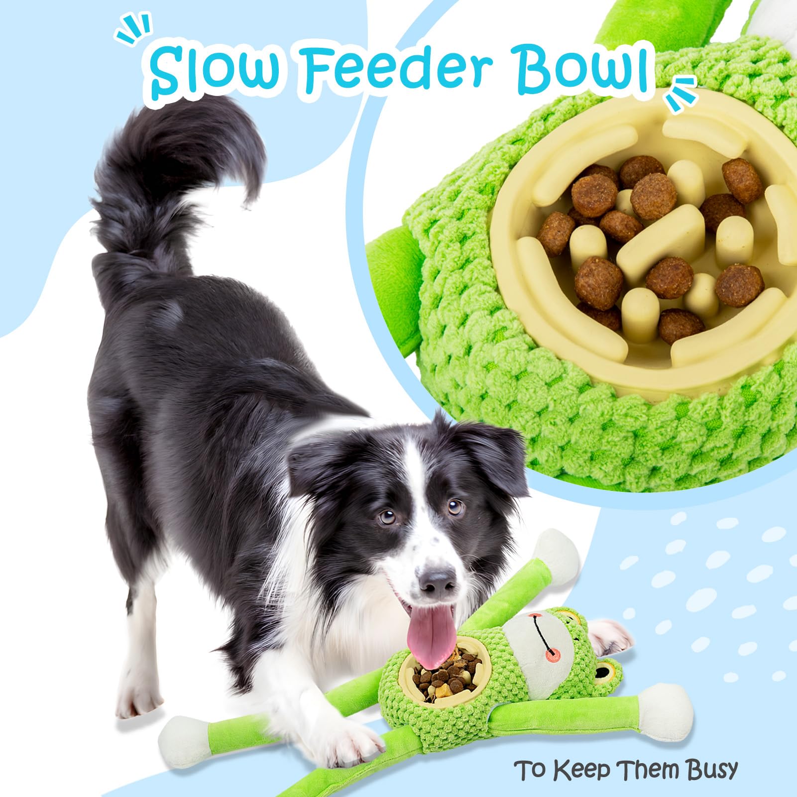 Squeaky Dog Toys - Interactive Plush Chew Toy With Slow Feeder & Tug Of War Game, Mental Stimulation Puppy Toys For Small, Mediu