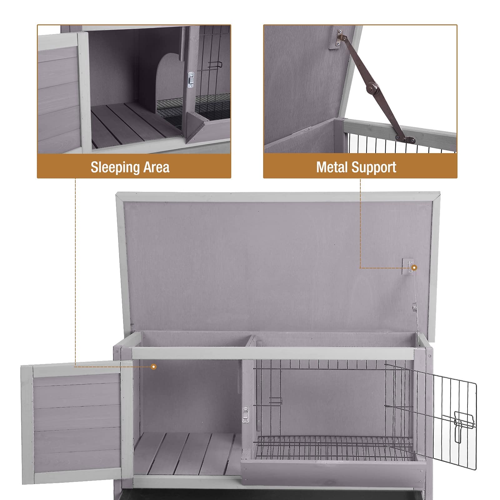 Rabbit Hutch Indoor Rabbit Cage With Metal Wire Pan,Outdoor Bunny Cage With Pull Out Tray