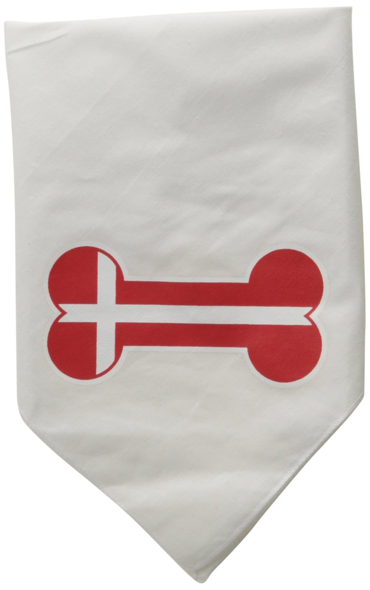Pet and Dog Bandana Screen Printed, &quot;Bone Shaped Denmark Flag&quot; White Small