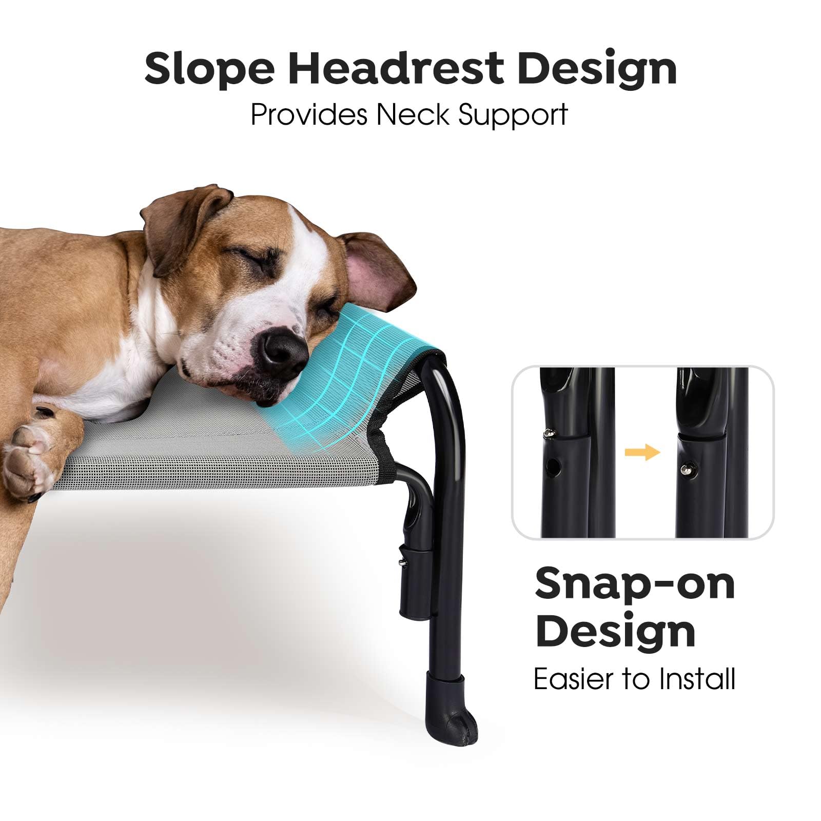 Veehoo Elevated Dog Bed, Outdoor Raised Dog Cots Bed For Medium Dogs, Cooling Camping Elevated Pet Bed With Slope Headrest For Indoor And Outdoor, Washable Breathable, Medium, Grey, Cwc2204