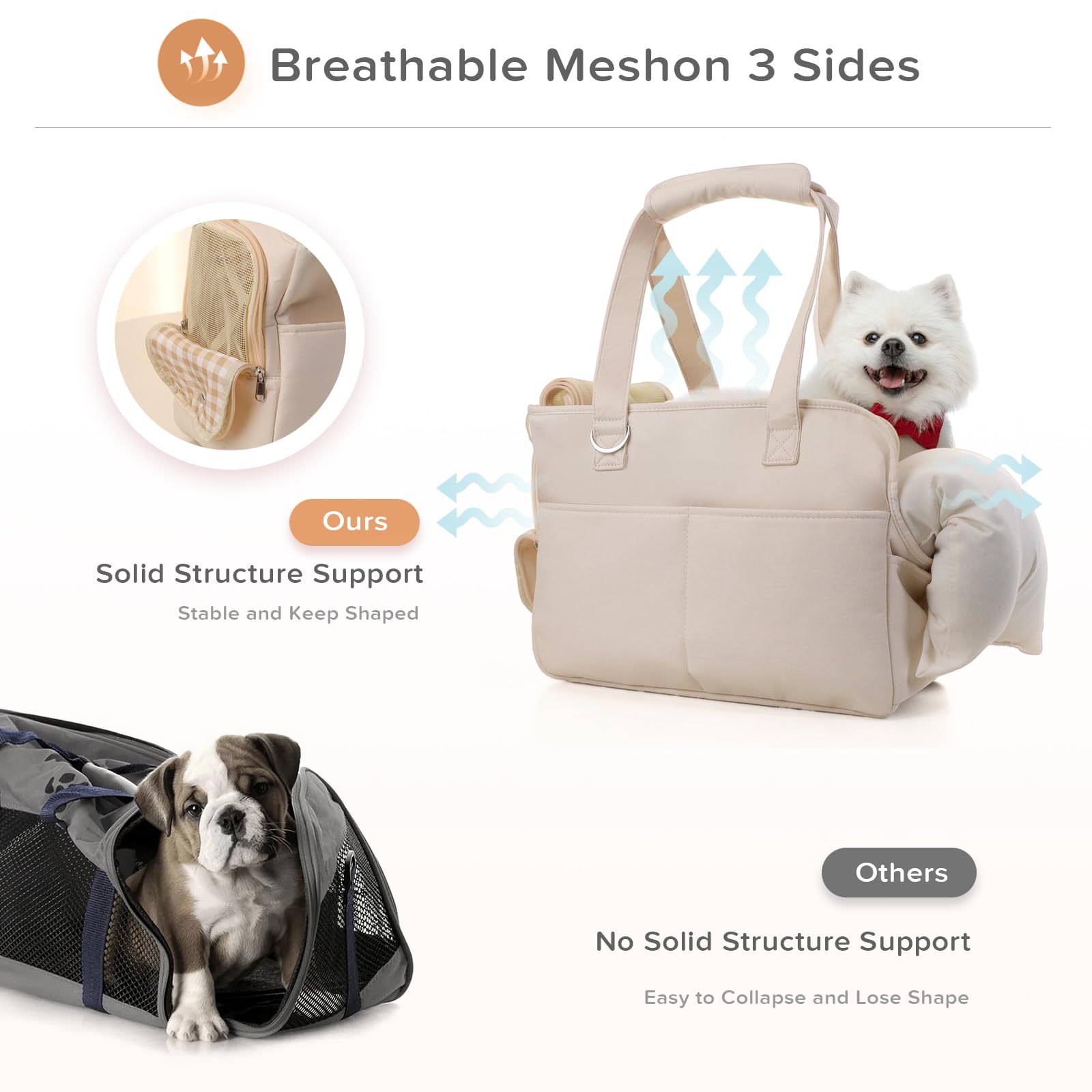 Jourcraf Dog Purse Carrier For Small Dogs, Soft Soft Sided Folding Dog Carriers For Small Dogs Medium Cats Puppies Up To 15 Lbs,