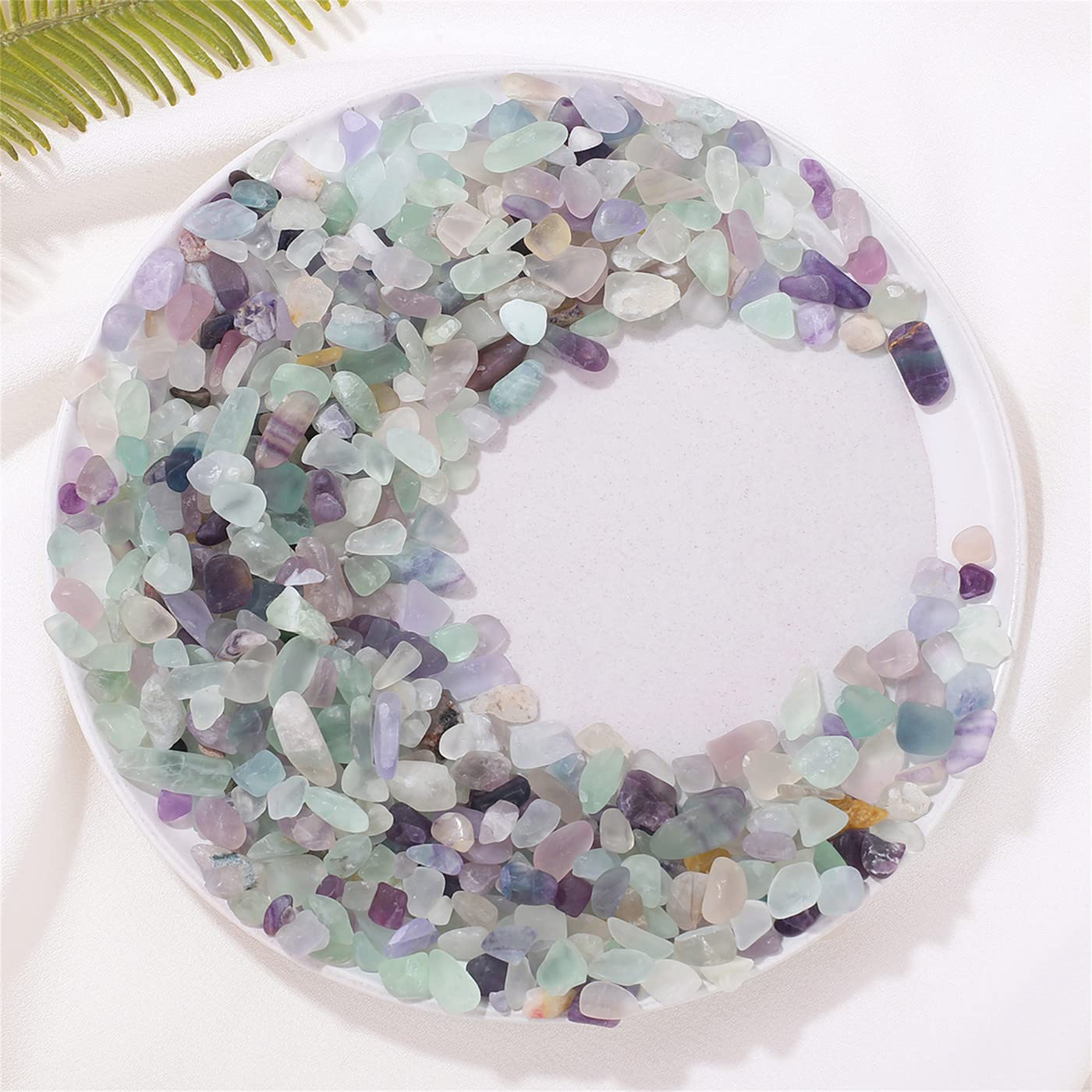 Fluorite Aquarium Gravel Rocks Natural Tumbled Healing Crystal Chips Bulk Gemstones Tumbled Crushed Stones For Fountain Vase Filler Planters Decorative Fish Tank Potted Reiki Energy Balancing 0.44Lb