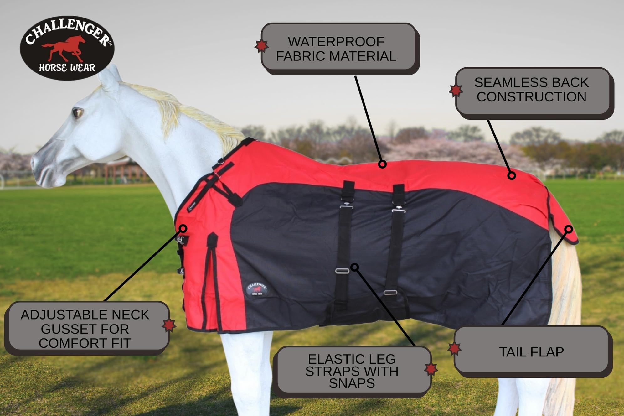Challenger 82'' 1200D Turnout Waterproof Fleece Lined Medium Winter Blanket Sheet 386Lg
