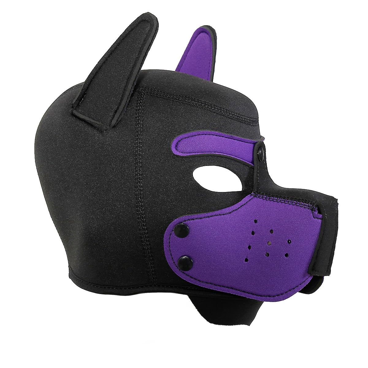 Quyuwowo Neoprene Puppy Face Muzzle Dog Removable Full Face Pup Hood Mask (Purple, One Size)