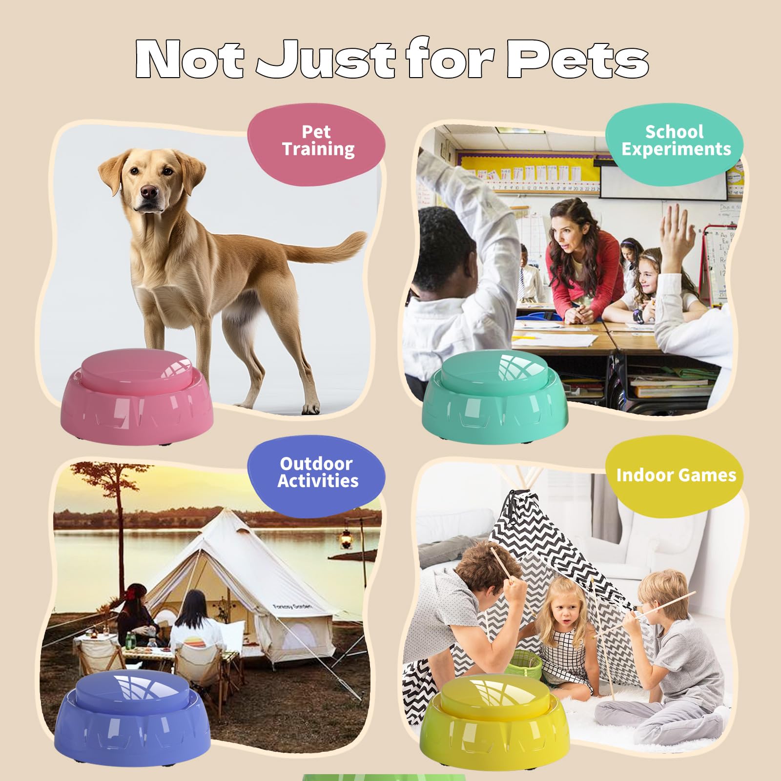 Recordable Pet Button, Dog Buttons For Communication Pet Training Buzzer, 30 Second Record & Playback, Aa Battery For Longer Bat