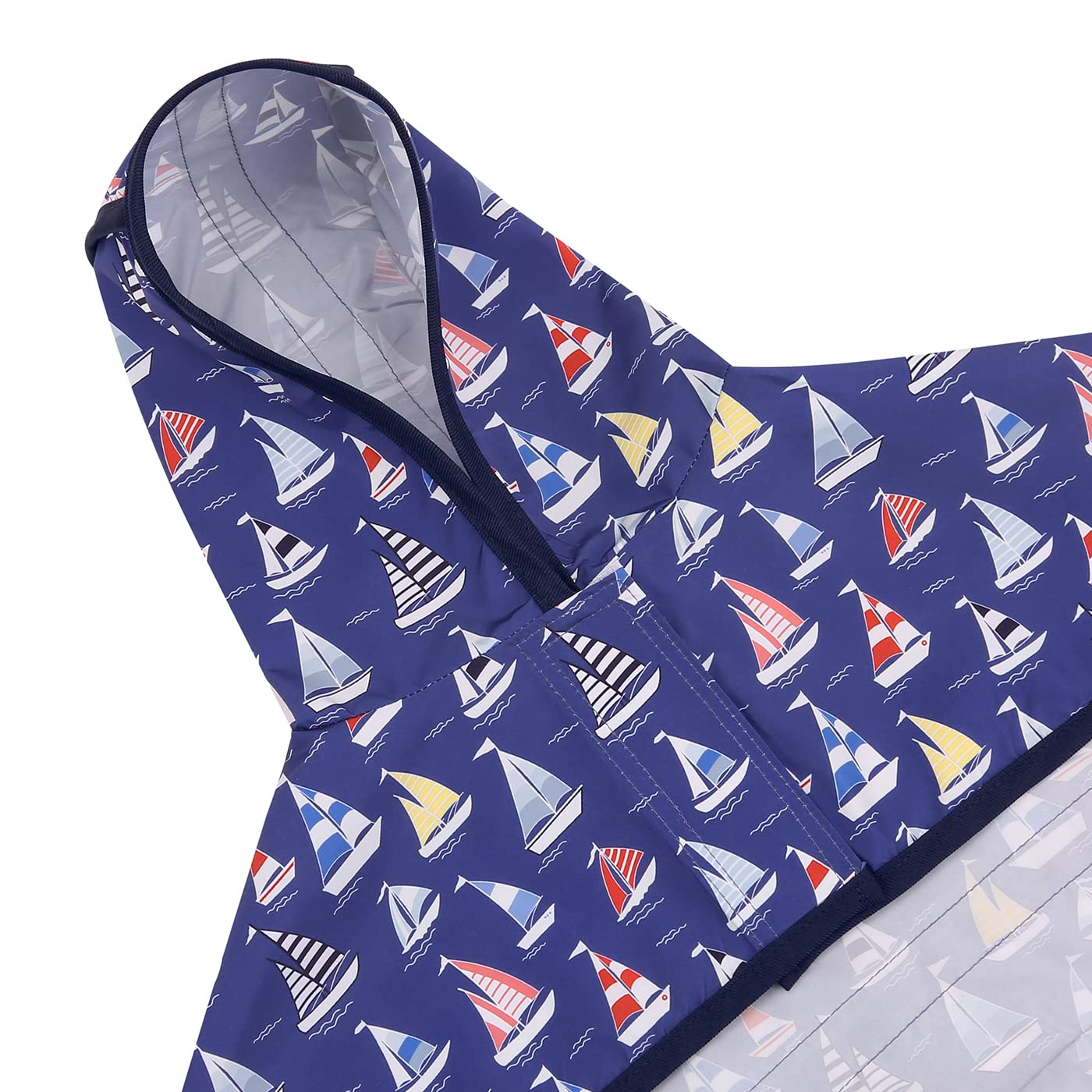 Hde Dog Raincoat Hooded Slicker Poncho For Small To X-Large Dogs And Puppies Nautical Boats - M