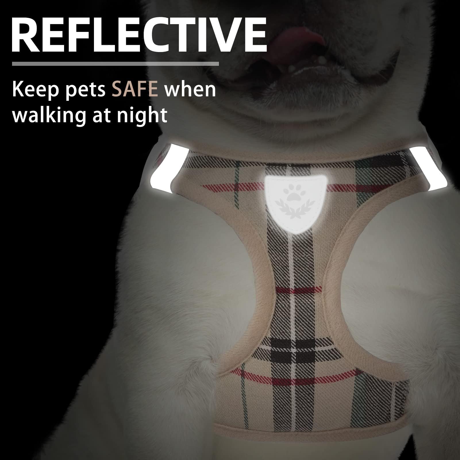 Pupteck Adjustable Dog Harness Collar And Leash Set Step In No Pull Pet Harness For Small Medium Dogs Puppy And Cats Outdoor Wal