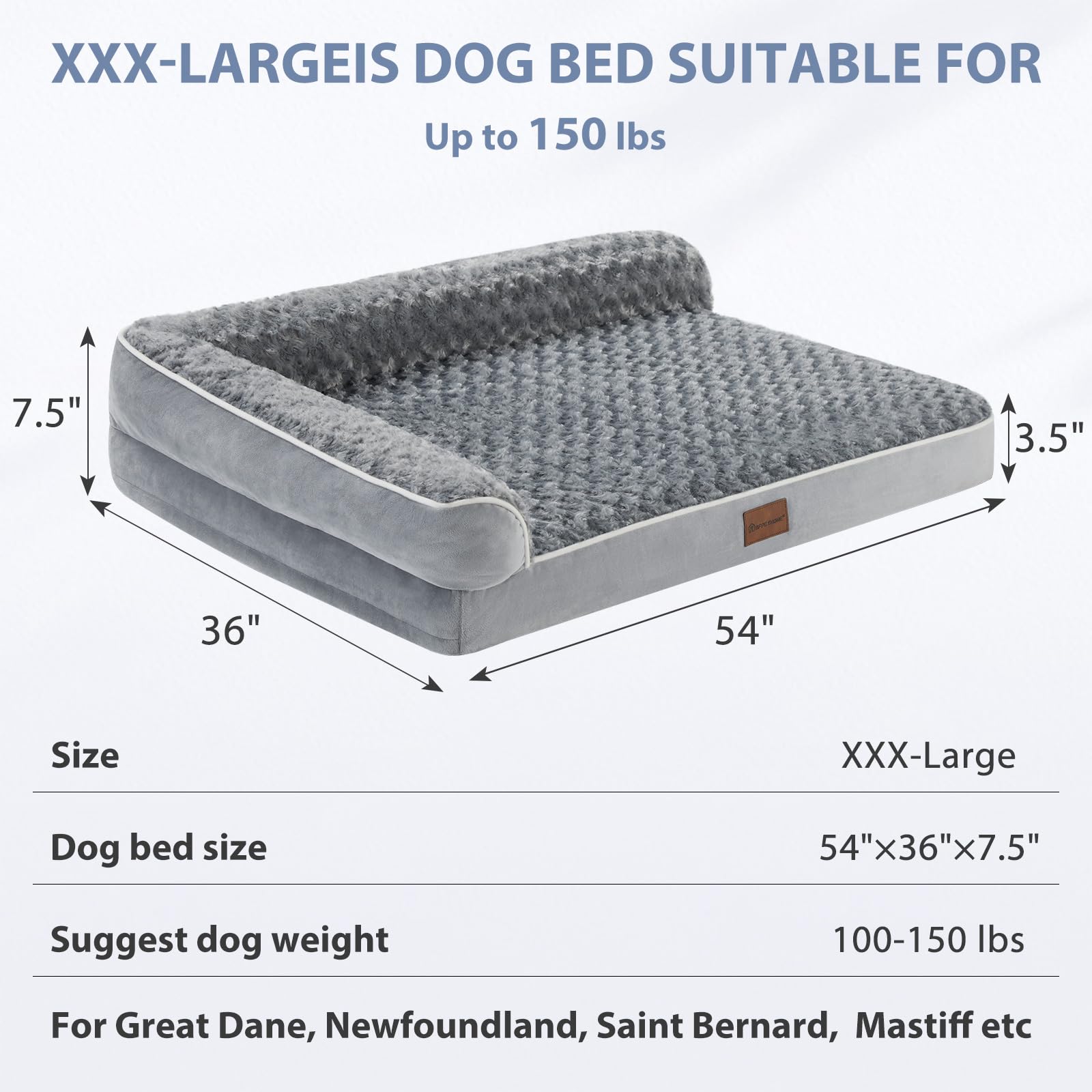 Bfpethome Orthopedic Dog Beds For Extra Large Dogs, Waterproof Sofa Xxl Dog Bed With Sides, Non-Slip Bottom And Egg-Crate Foam Big Dog Couch Bed With Washable Removable Cover,Pet Bed For Large Dogs