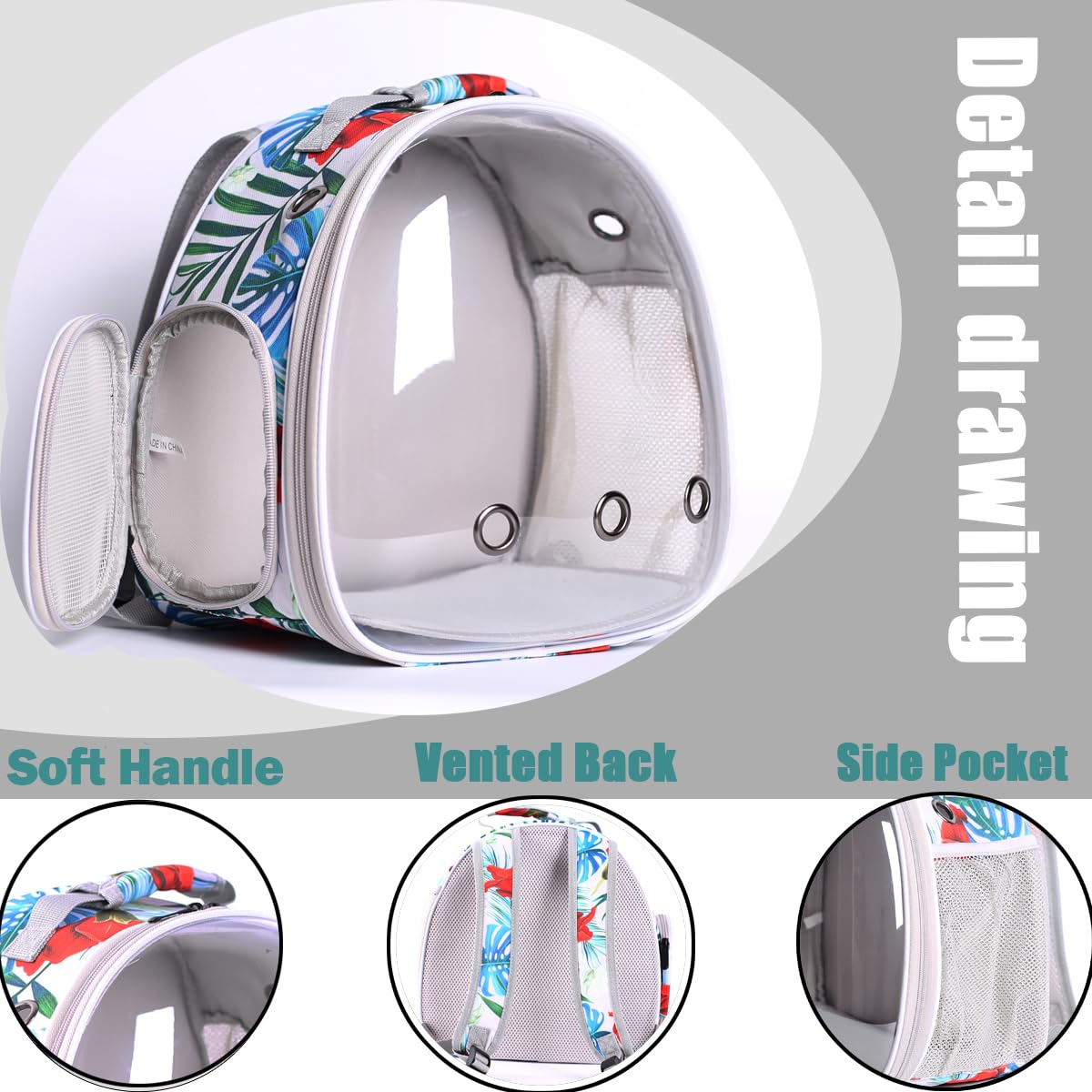 Hamster Backpack Carrier,Bearded Dragon Carrier Backpack For Kids With Clear Bubble Window,Small Animal Travel Backpack For Guin