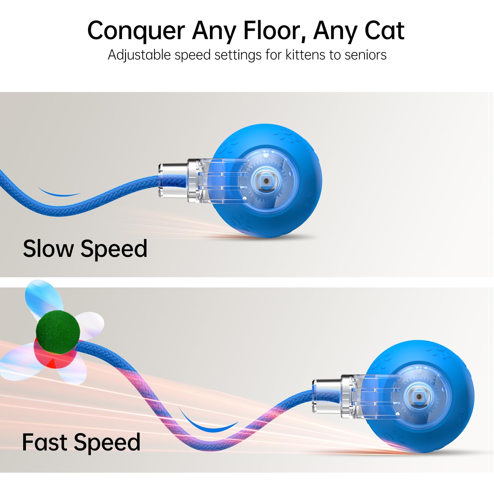 Teeche Interactive Cat Toy Ball- 2025 Smart Rolling Cat Toy With Shiny Tail, Motion Activated Boredom Relief For Indoor Cats, Us