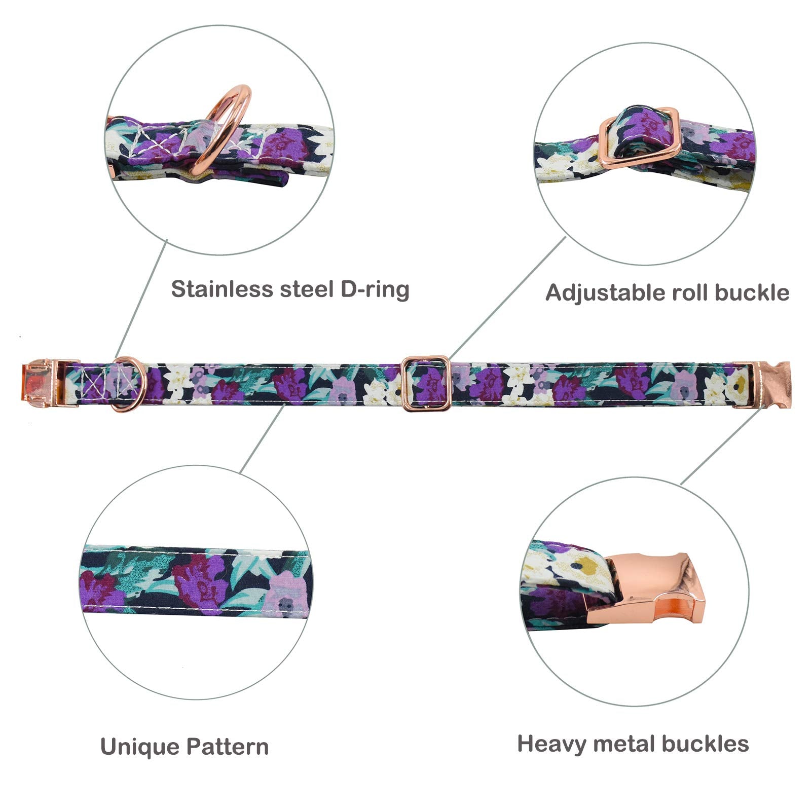 Metal Buckle Dog Collar, Durable Adjustable Dog Collar Soft For Small Medium Large Dogs (S(10-14In), Flower5)