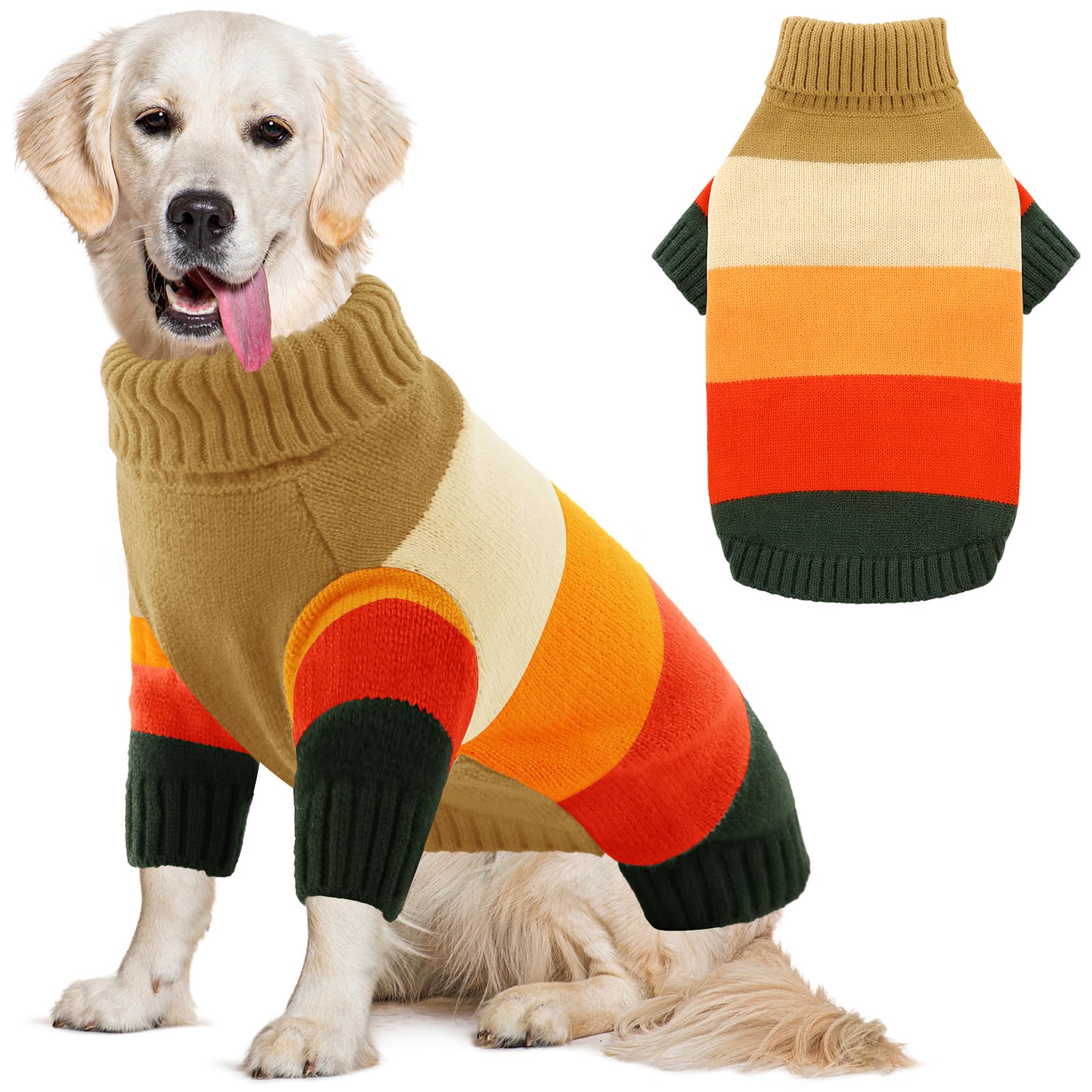 AOFITEE XL Dog Sweater - Extra Large, Stretchy Turtleneck for Large Dogs - Warm Holiday Sweater for Labrador, Golden Retriever, 