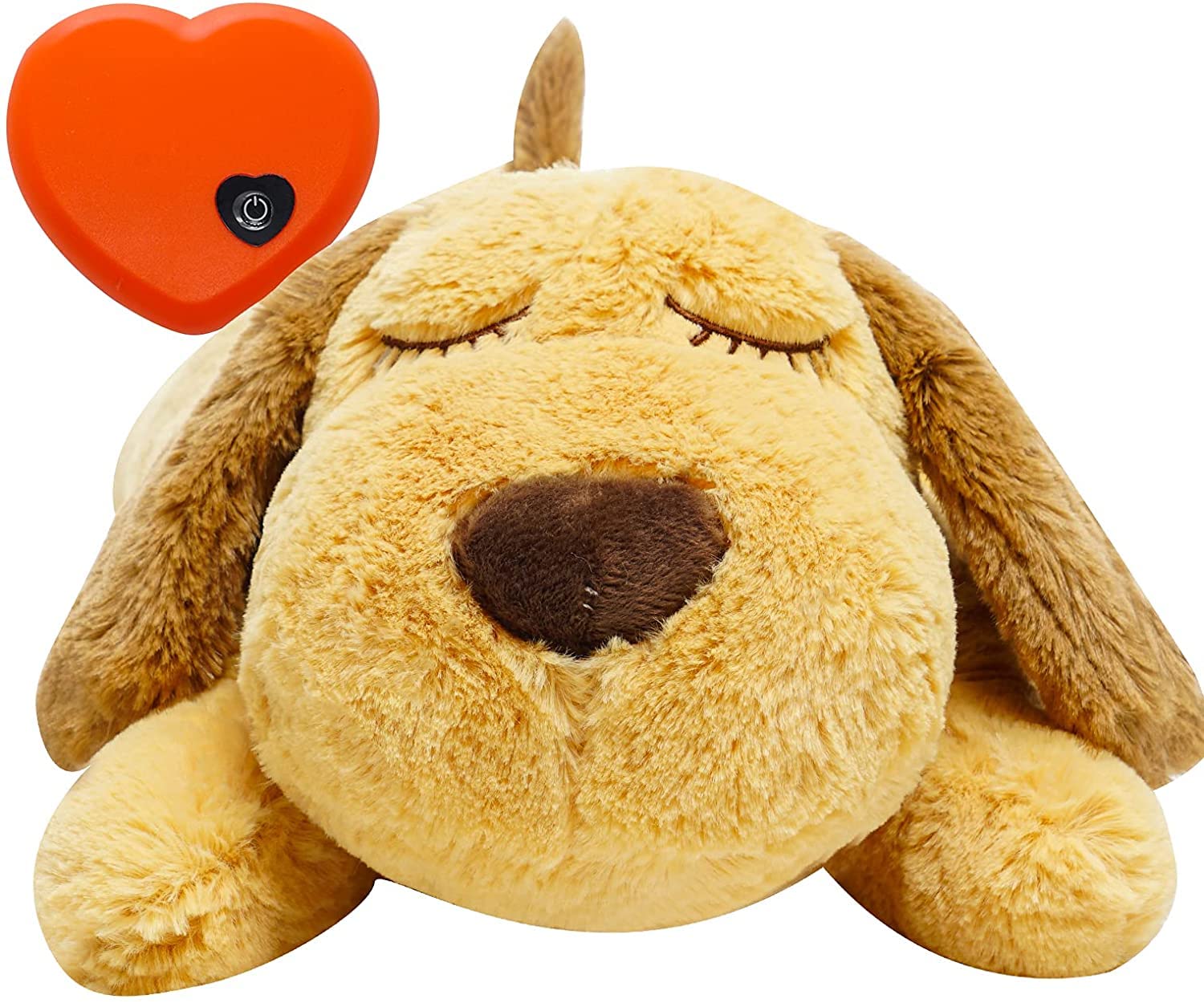 Honourhope Dog Heartbeat Toy (Dog Yellow, Medium) - Plush Pet Calming Toy With Simulated Heartbeat And Heat For Anxiety Relief, 