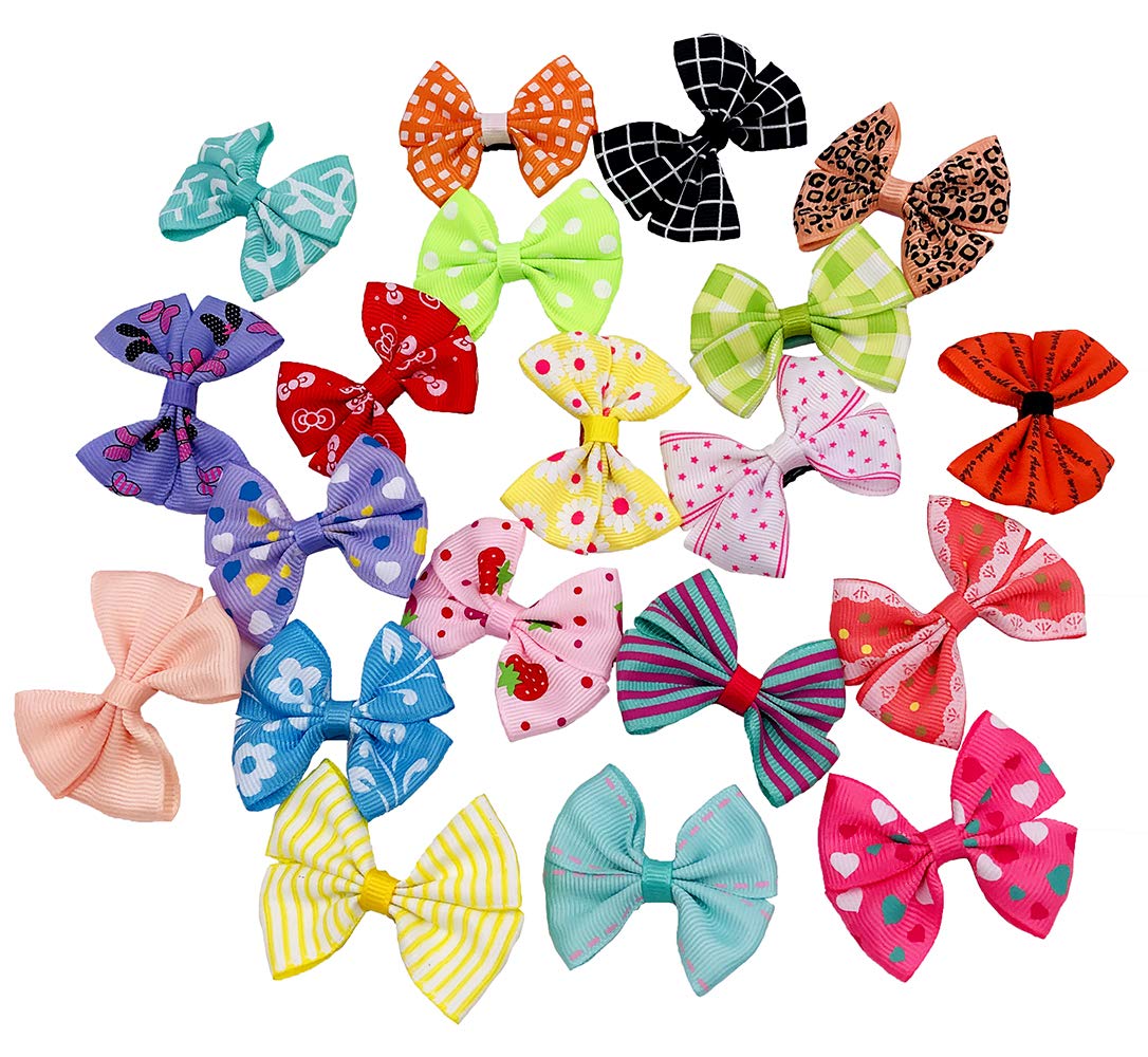 Pet Show 20Pcs Dog Hair Bows With Alligator Clips For Small Medium Dogs Bowknot Hair Clips Cat Puppy Yorkshire Grooming Hair Accessories Assorted