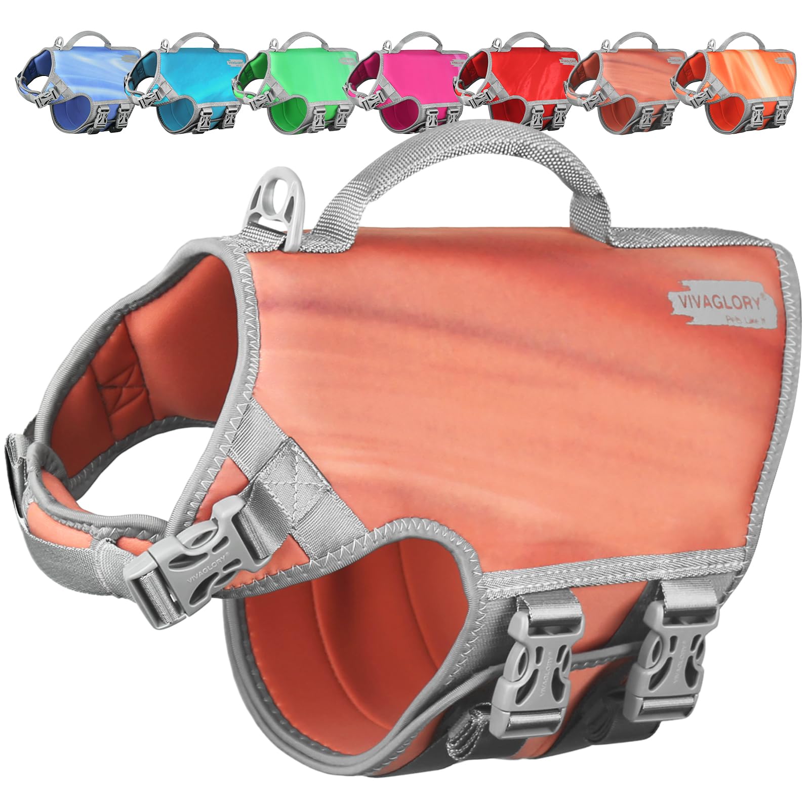 Vivaglory Neoprene Dog Life Jacket Doggy Life Jacket For Boating Hunting & Swimming, Lightweight With Leash Ring, M, Pink Desert