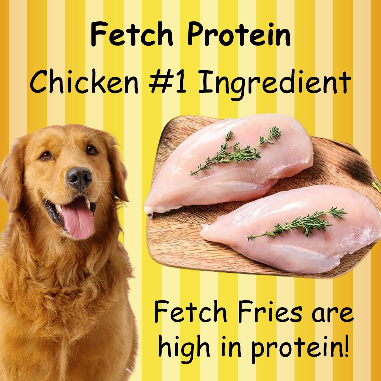 Fetch Fries Chicken and Sweet Potato Dog Treats, Soft Chicken Jerky for Small and Large Breeds, Naturally Healthy, Made in The U
