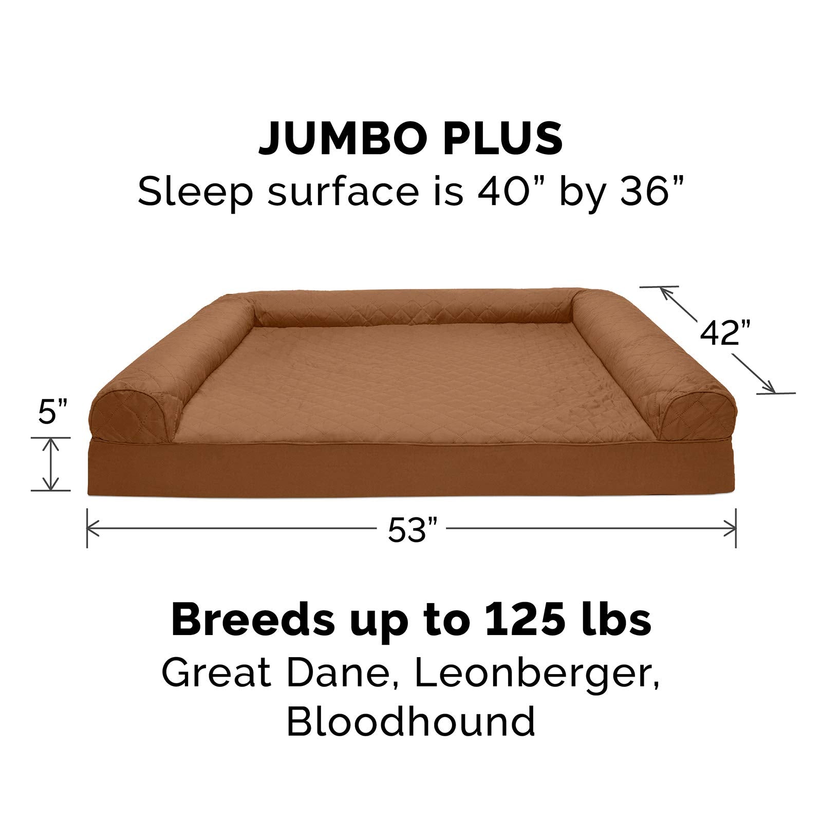 Furhaven Cooling Gel Dog Bed for Large Dogs w/ Removable Bolsters & Washable Cover, For Dogs Up to 125 lbs - Quilted Sofa - Toas