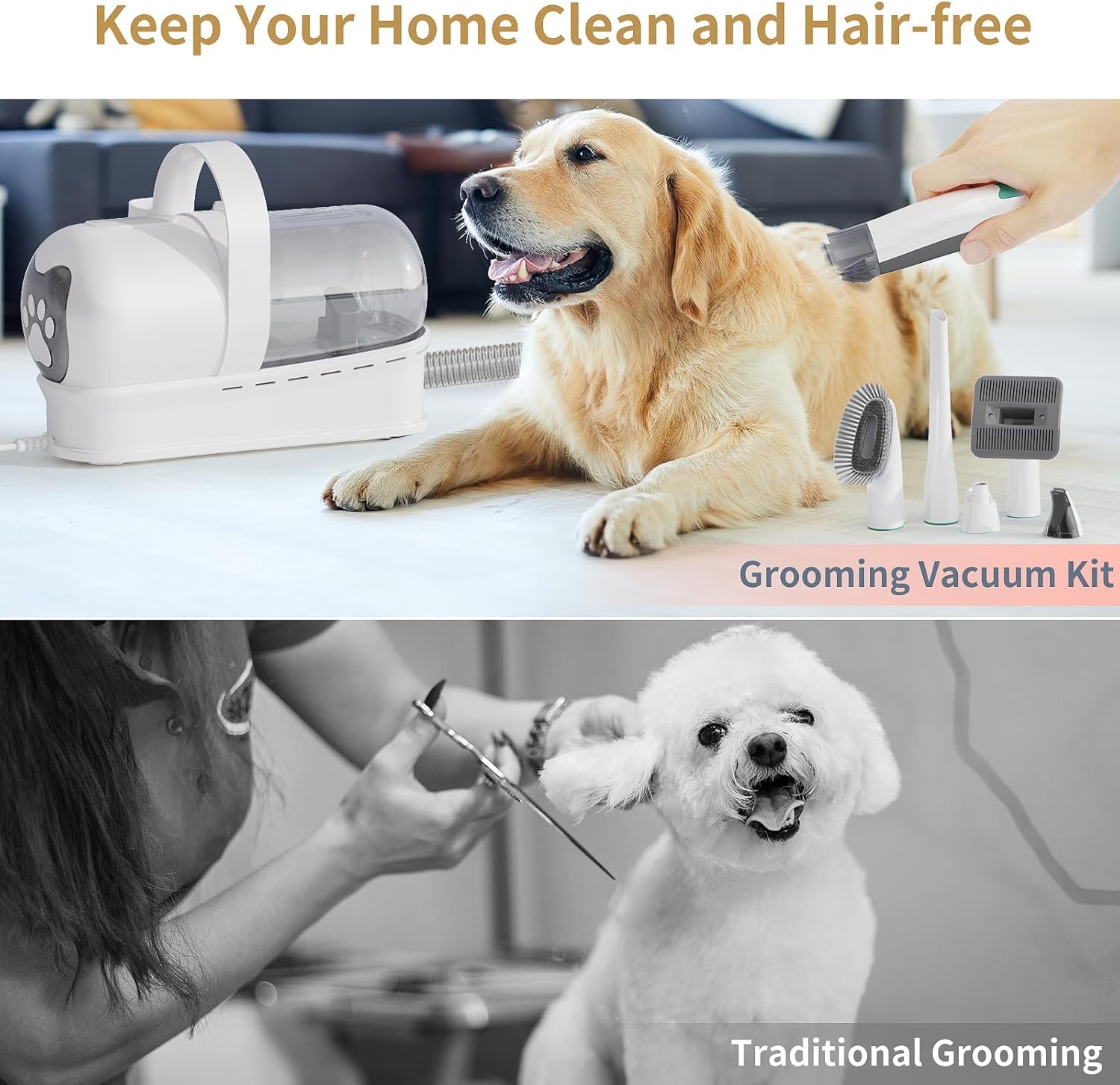 8Vr Dog Grooming Kit, Pet Grooming Vacuum With Pet Clipper Nail Grinder, Dog Hair Vacuum With 6 Pet Grooming Tools For Dogs Cats