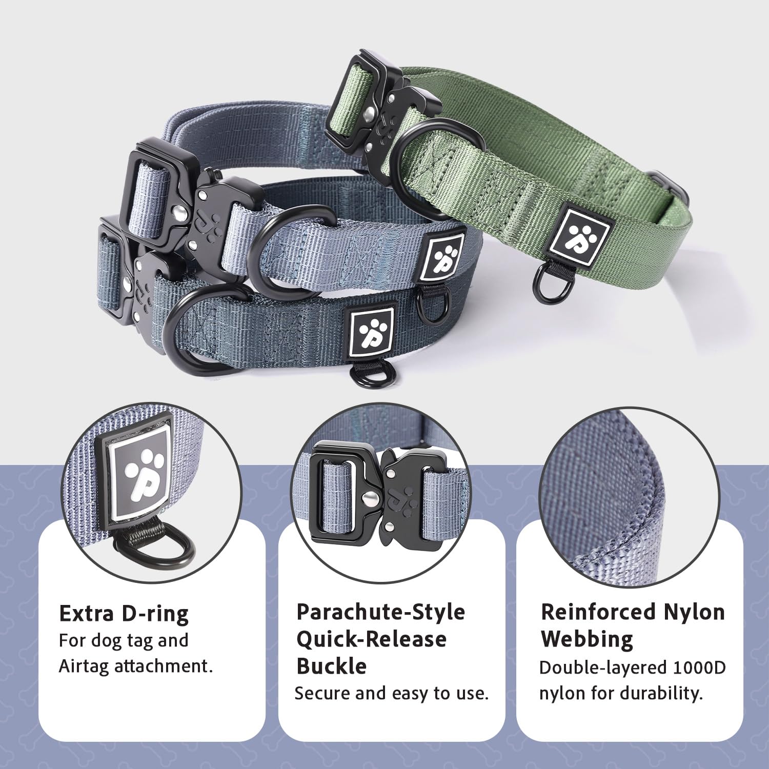 Pawspassion Heavy Duty Dog Collar For Large Dogs, Chew Proof Metal Hardware, Reinforced Nylon Dog Collar With Metal Quick-Releas