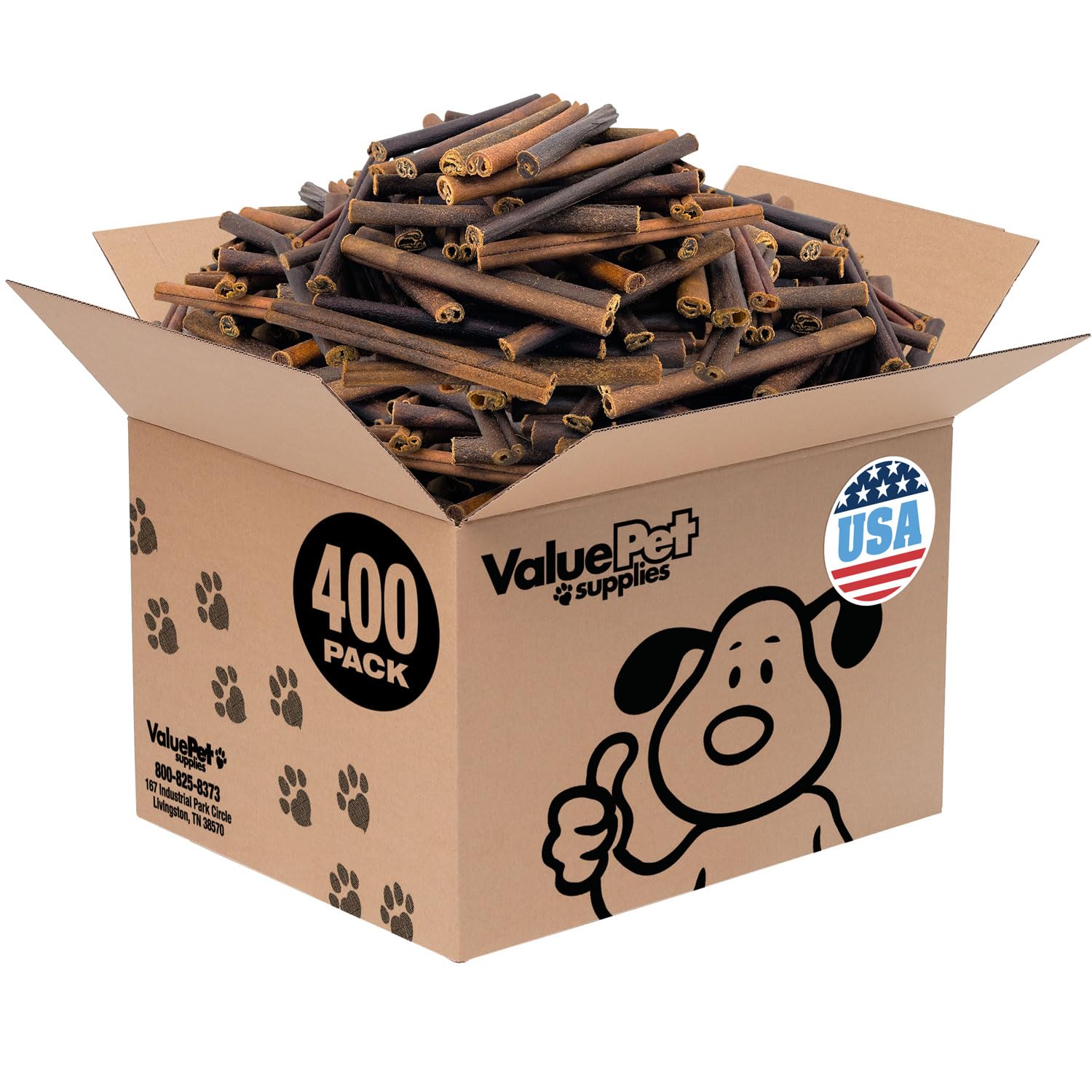 ValueBull USA Collagen Sticks for Dogs, 6 Inch Medium Chews, Natural Long-Lasting Dog Treats, 400 Count Wholesale Pack - Promote