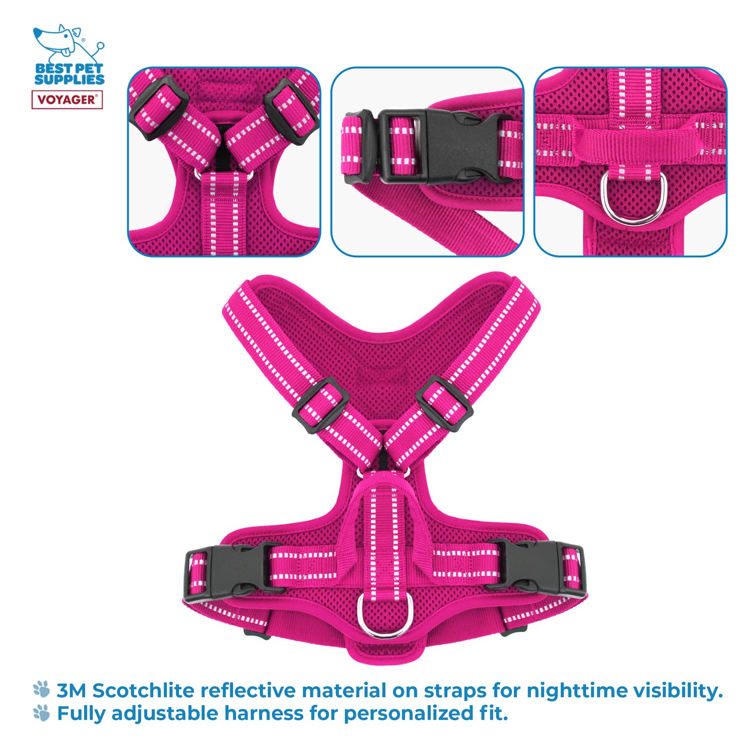 Air Frontier Mesh Dog Harness With Steel Leash D-Ring, Reflective Stitching, And Lightweight Breathable No-Pull Design, Adjustable Neck And Chest Straps For Small To Large Breeds - Fsw, Xs