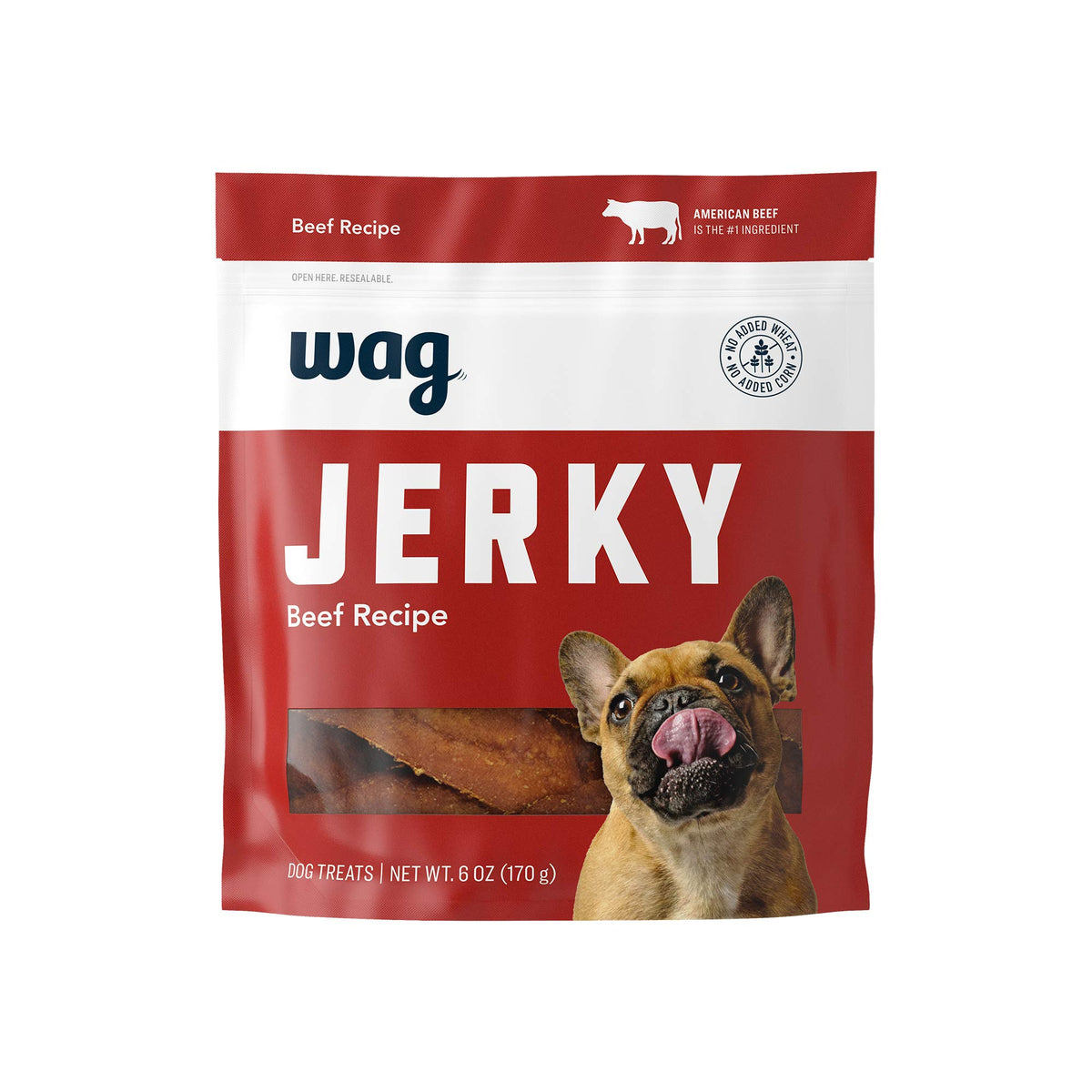 Amazon Brand - Wag Soft & Tender American Jerky Dog Treats - Beef Recipe ,6 Ounce (Pack Of 1)