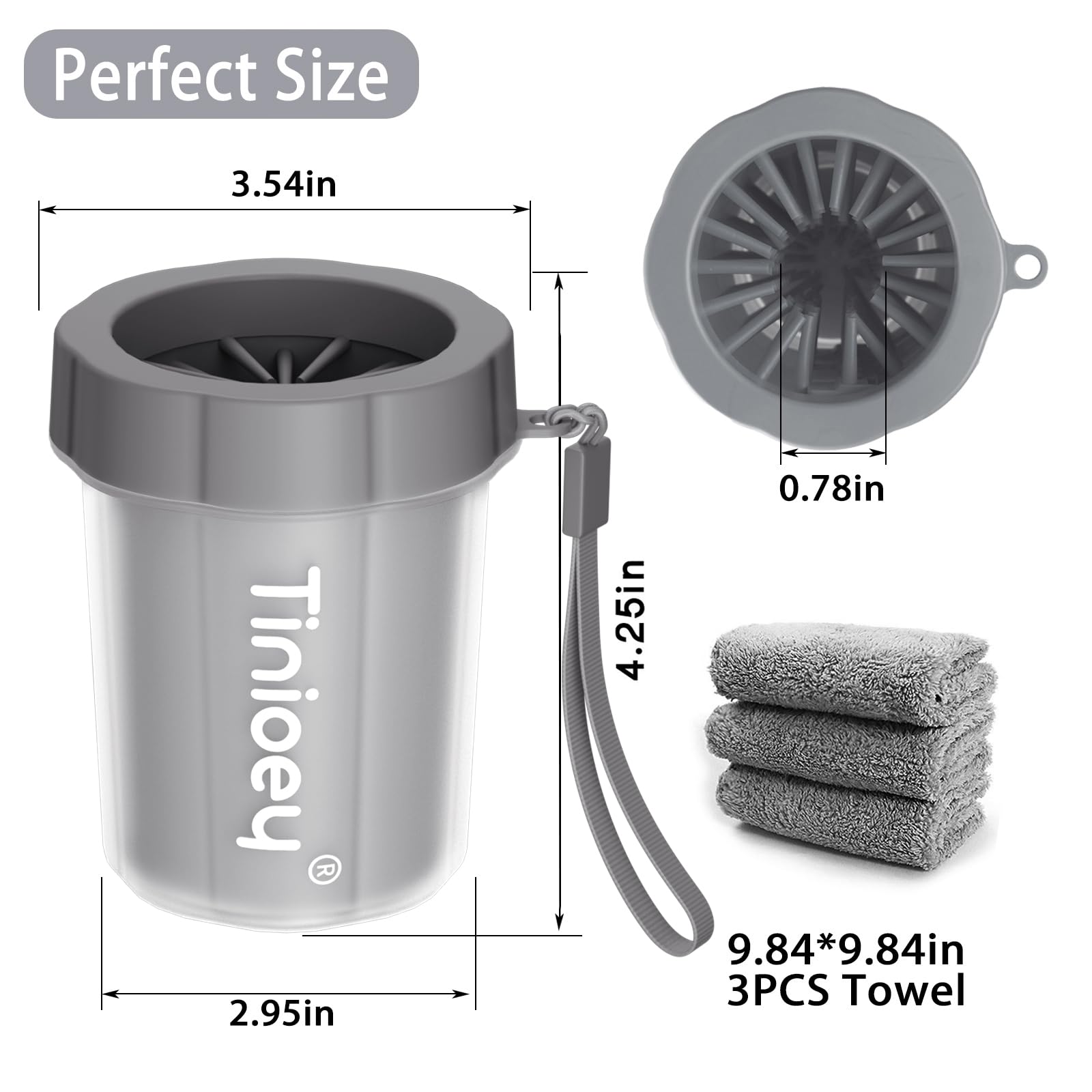 Paw Cleaner for Small Dogs with 3 Absorbent Towels - Muddy Paw Washer and Pet Foot Cleaner