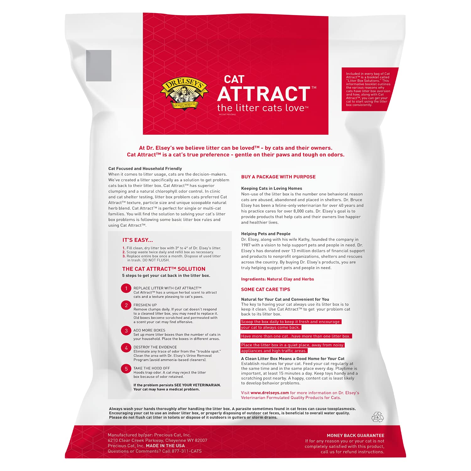 Dr. Elsey'S Premium Clumping Cat Litter - Cat Attract - 99% Dust-Free, Low Tracking, Hard Clumping, Superior Odor Control, Natural Herbal Attractant, Unscented & Natural Ingredients, 40 Lb